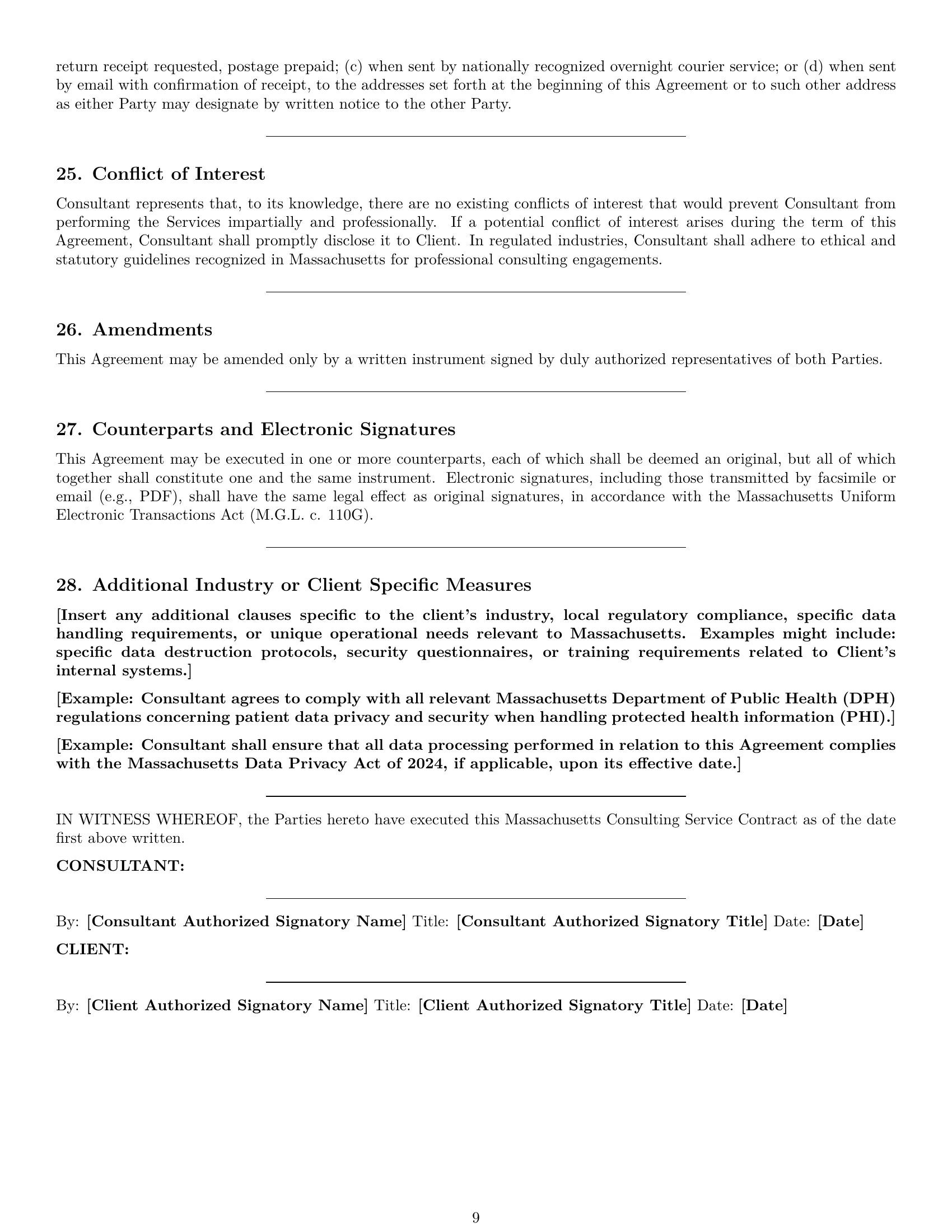 Preview page 9 of Pro Massachusetts consulting service contract template