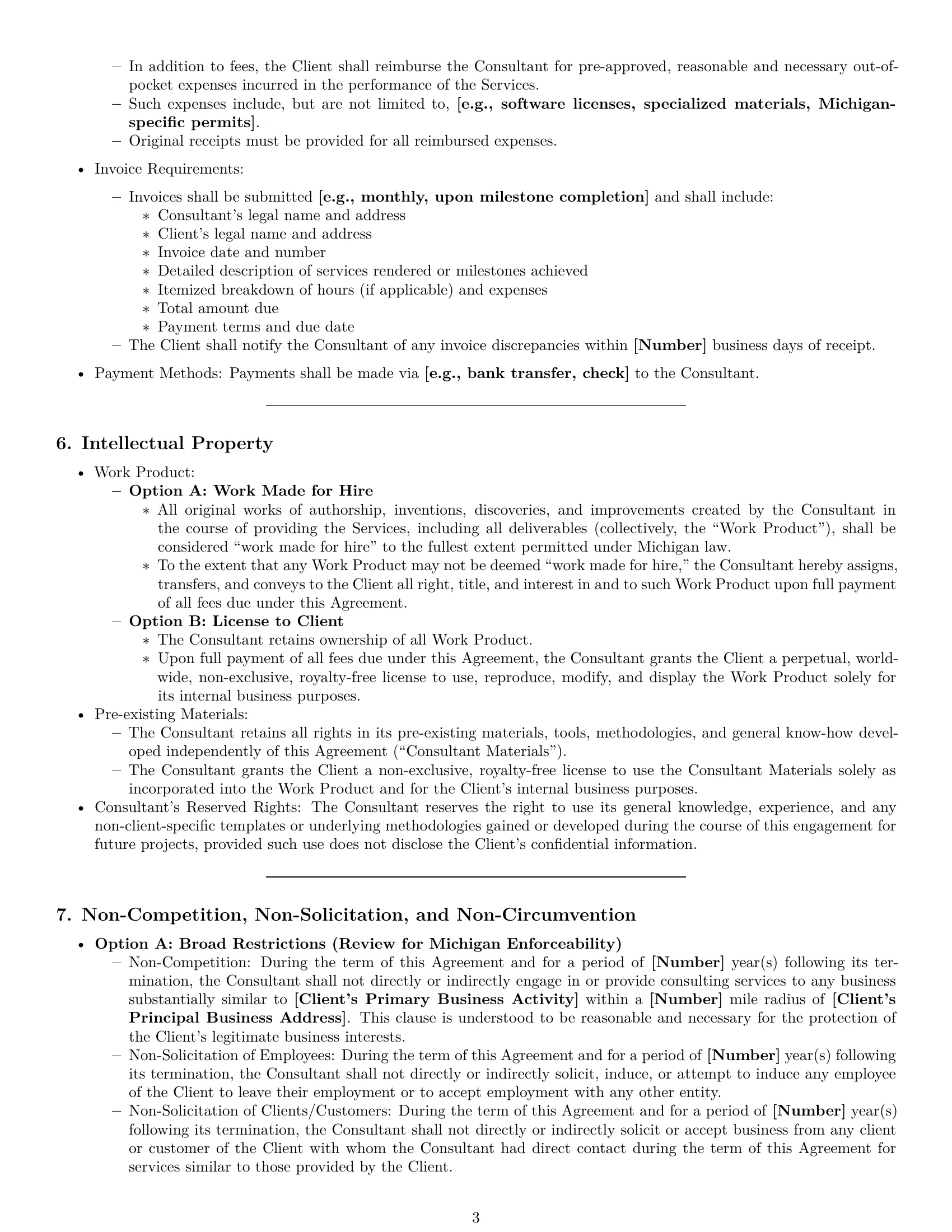 Preview page 3 of Pro Michigan consulting service contract template
