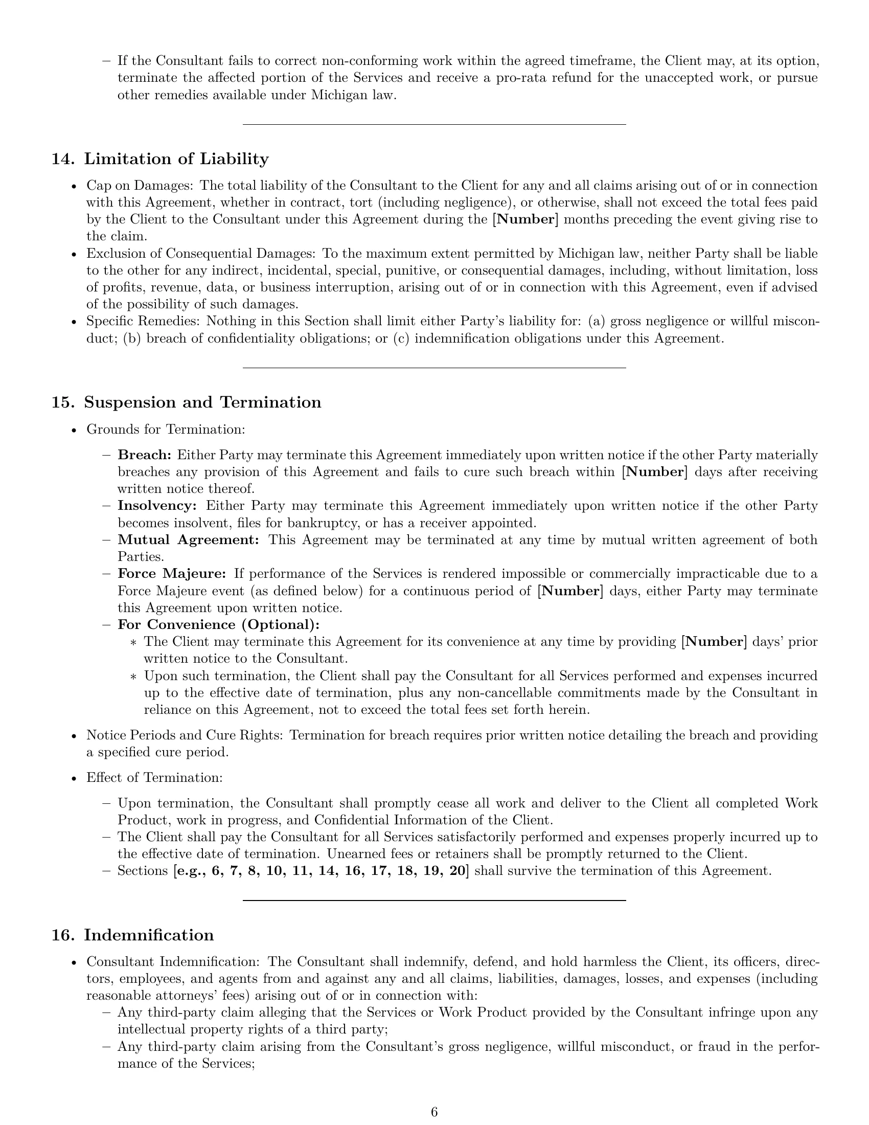 Preview page 6 of Pro Michigan consulting service contract template