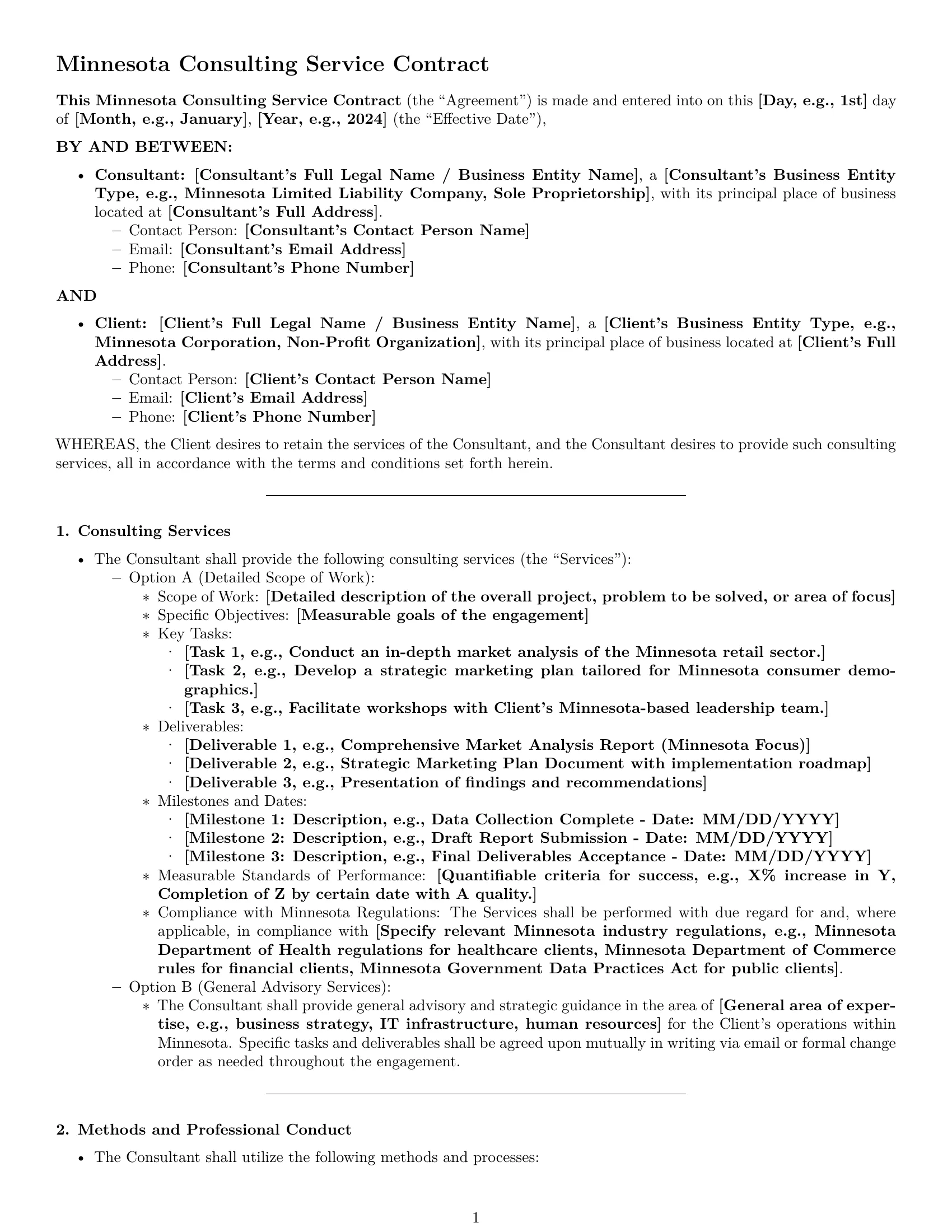 Preview page 1 of Pro Minnesota consulting service contract template