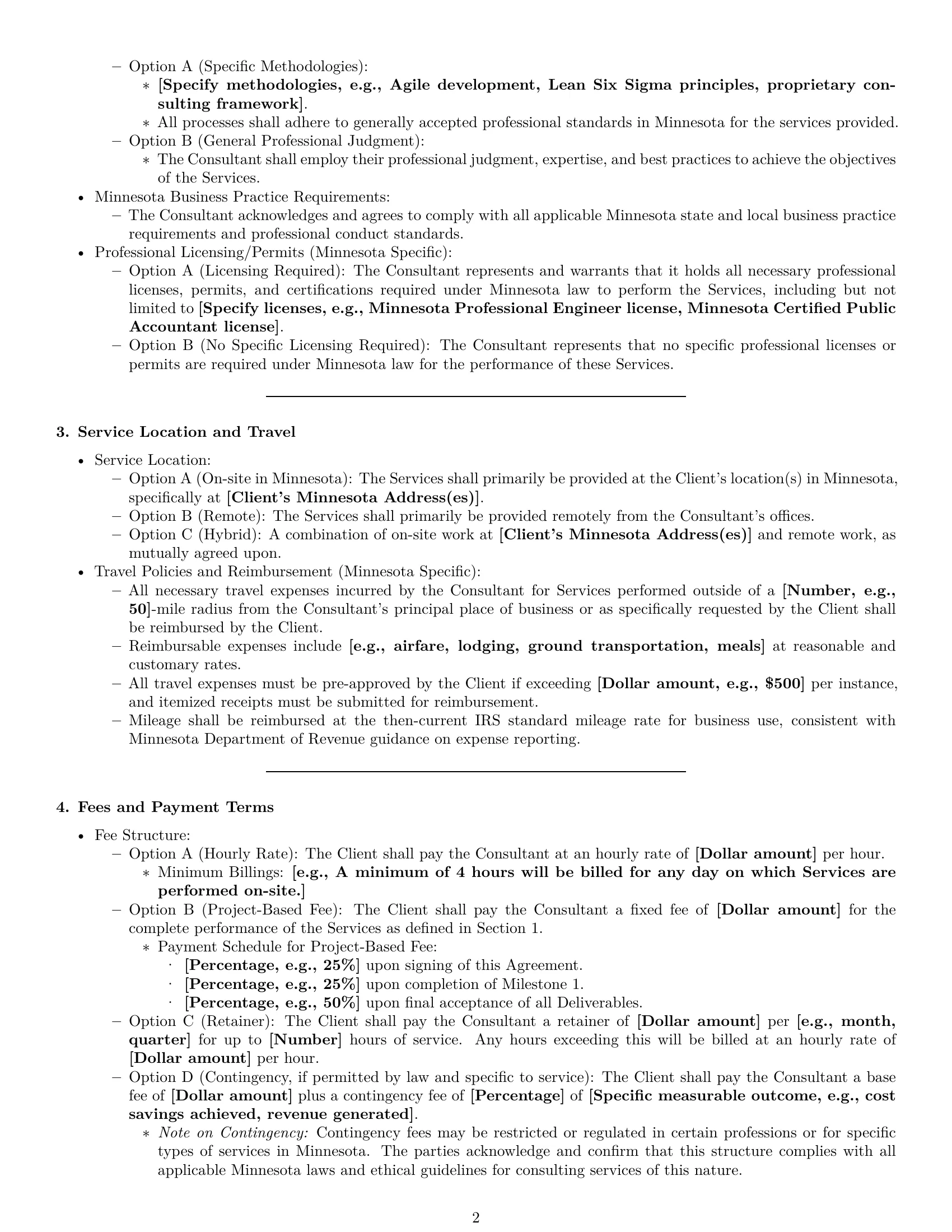 Preview page 2 of Pro Minnesota consulting service contract template