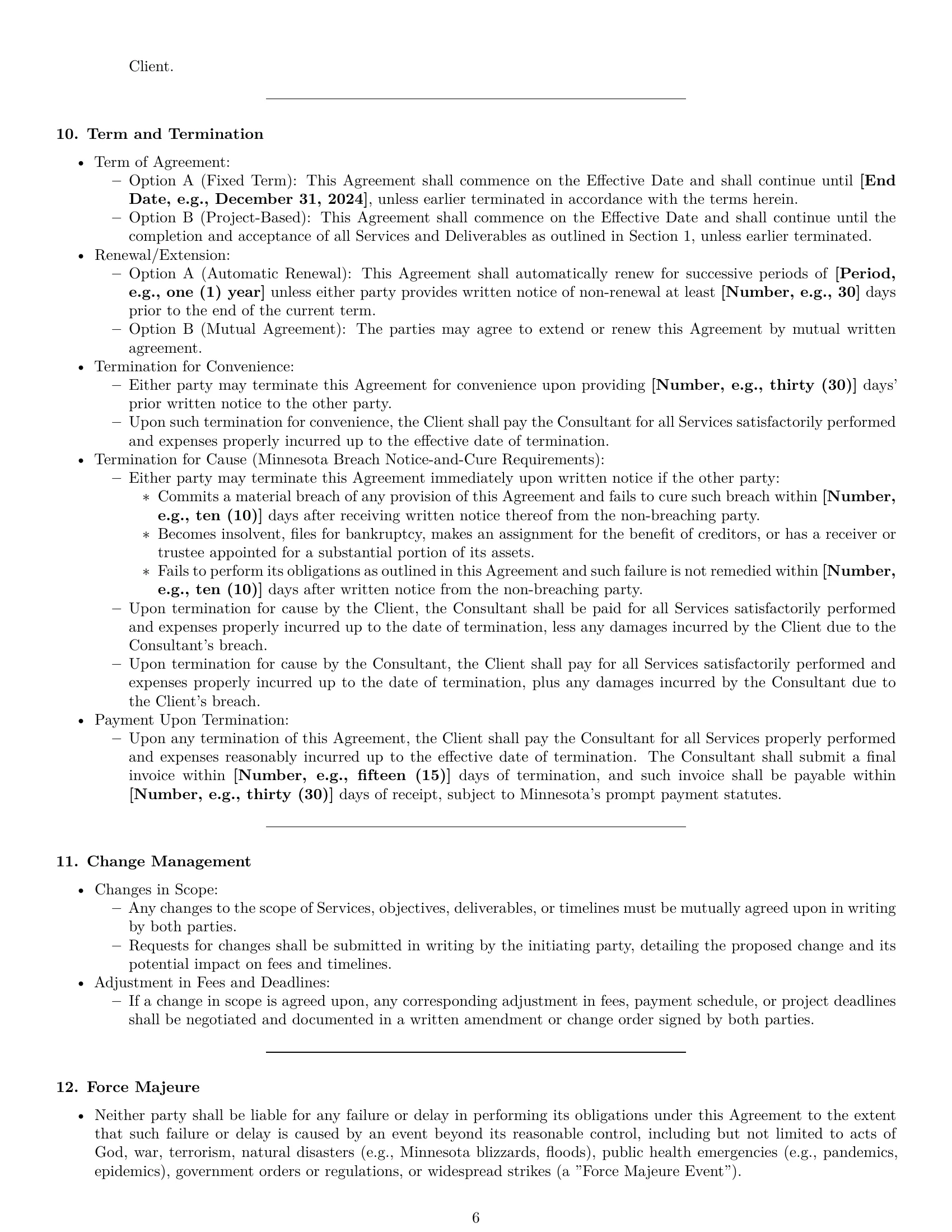 Preview page 6 of Pro Minnesota consulting service contract template