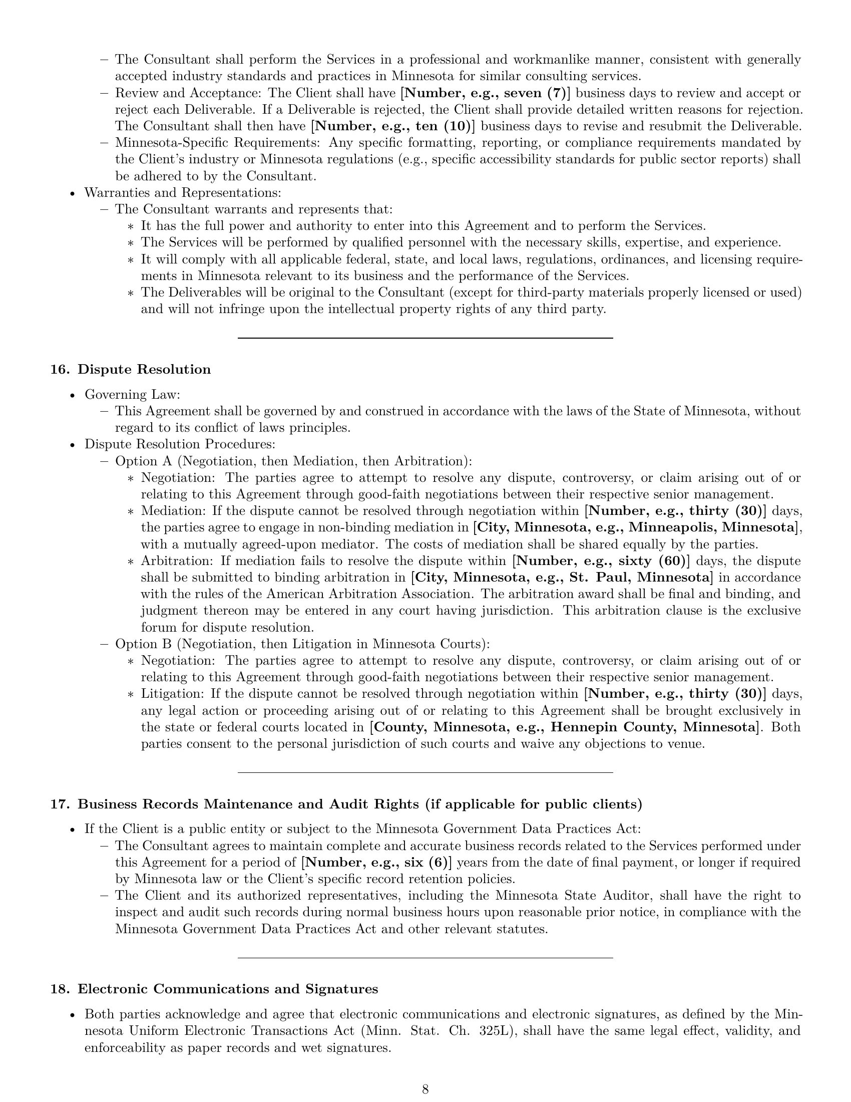 Preview page 8 of Pro Minnesota consulting service contract template