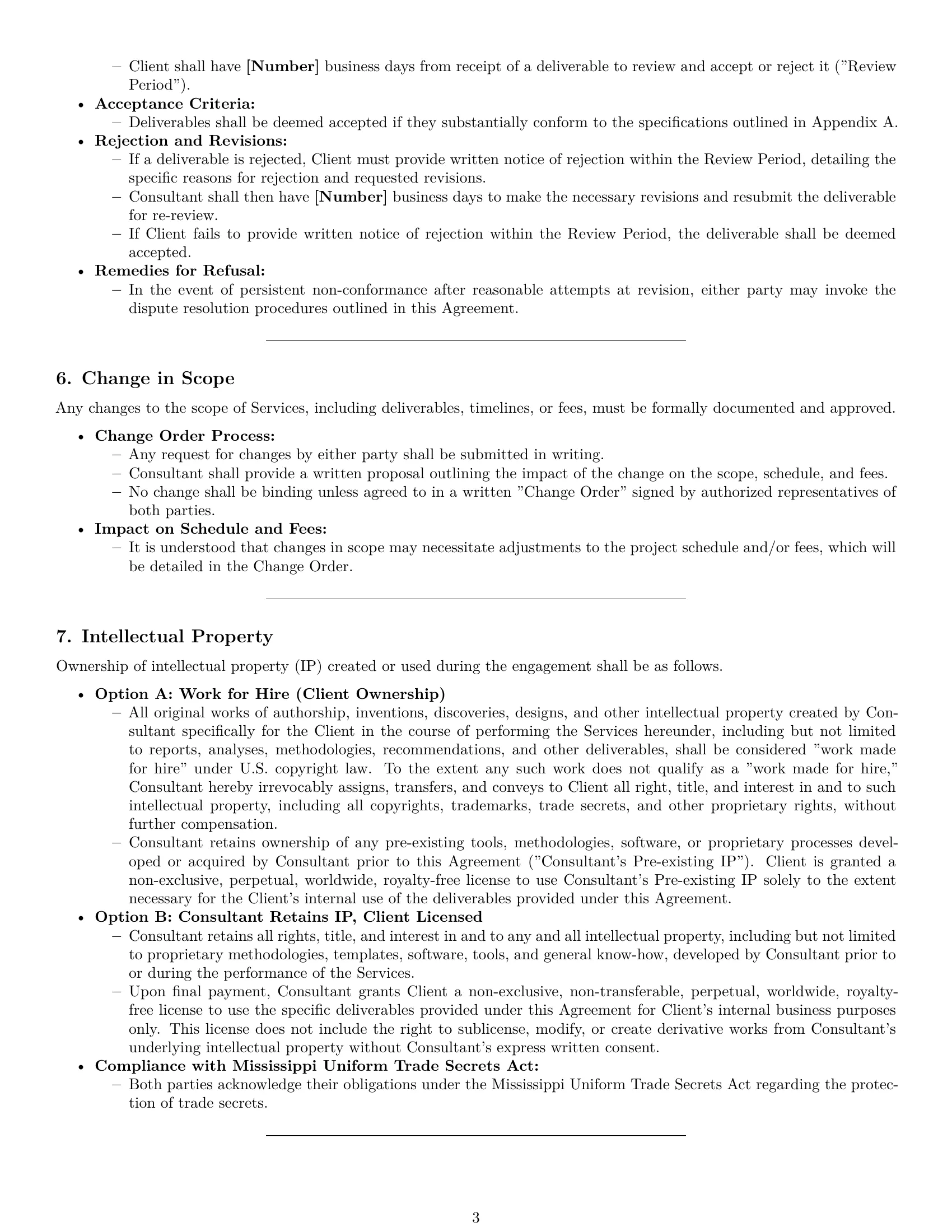 Preview page 3 of Pro Mississippi consulting service contract template