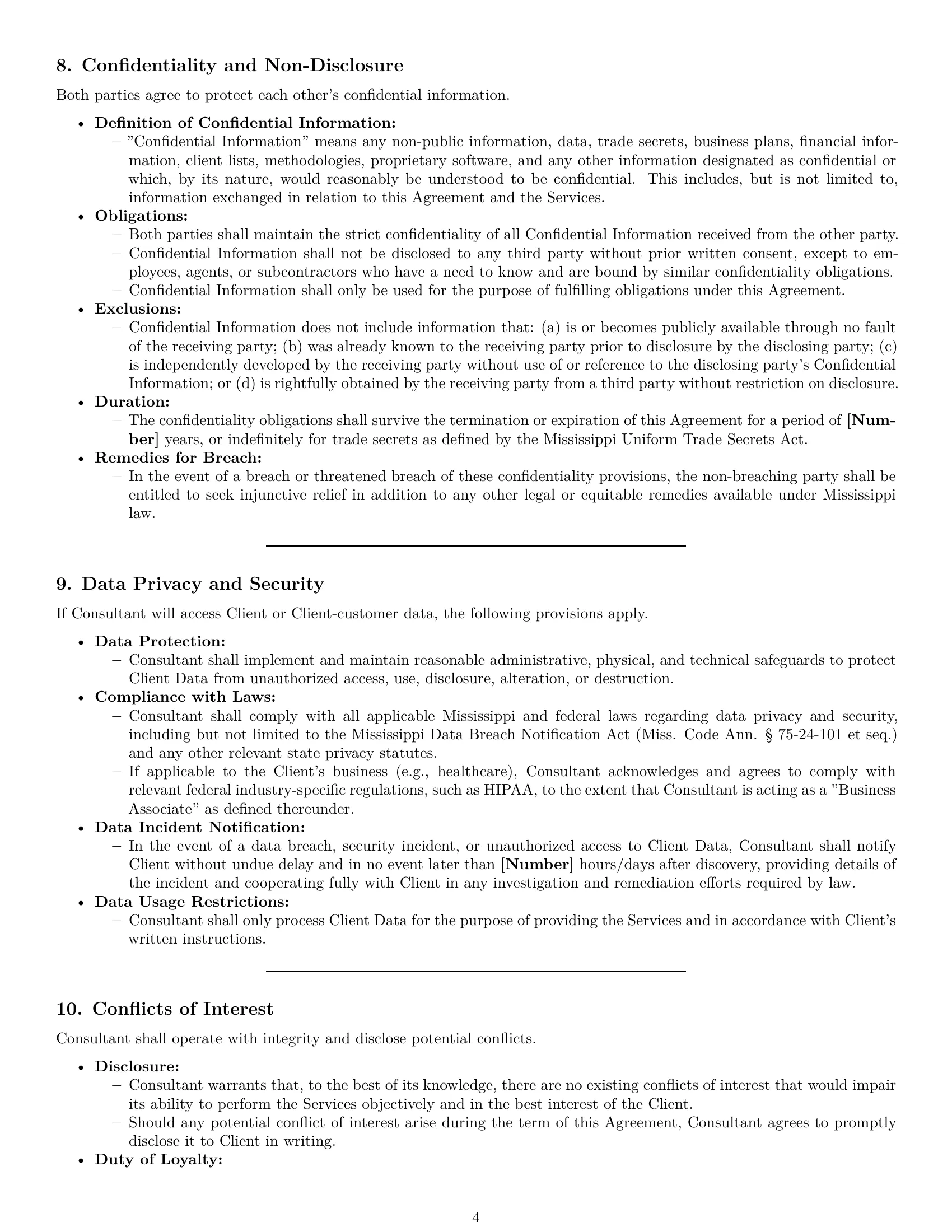 Preview page 4 of Pro Mississippi consulting service contract template