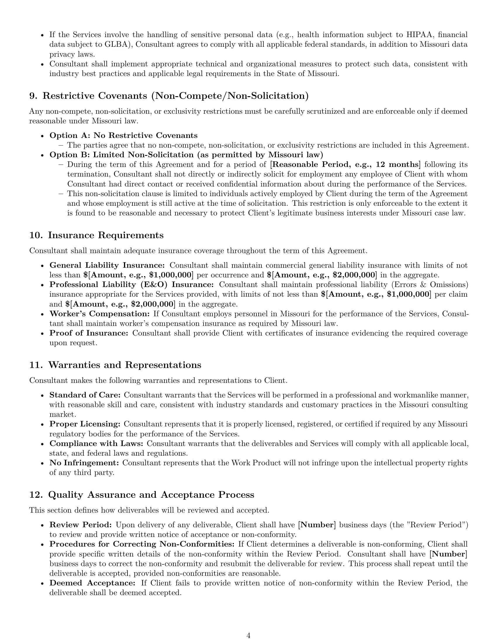 Preview page 4 of Pro Missouri consulting service contract template