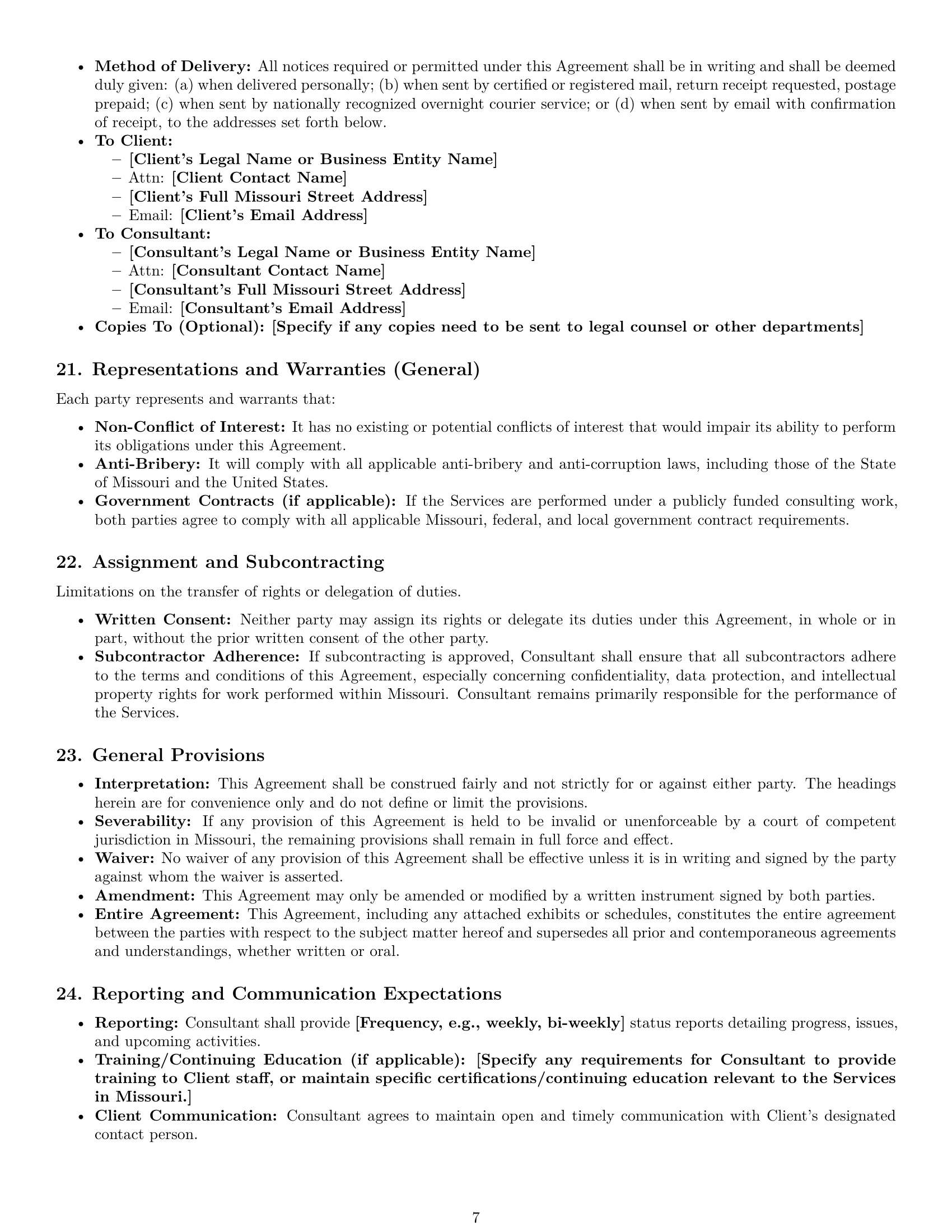Preview page 7 of Pro Missouri consulting service contract template