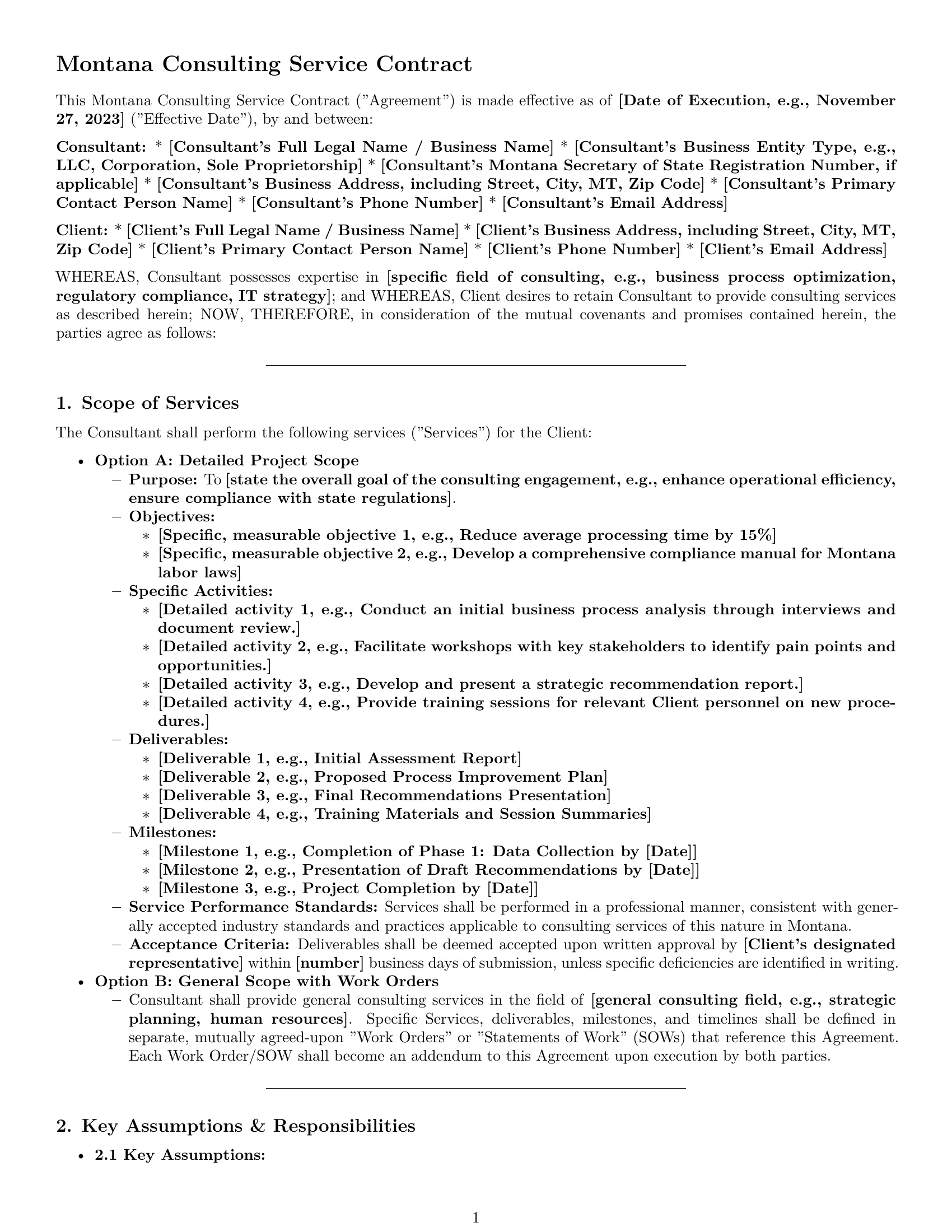 Preview page 1 of Pro Montana consulting service contract template