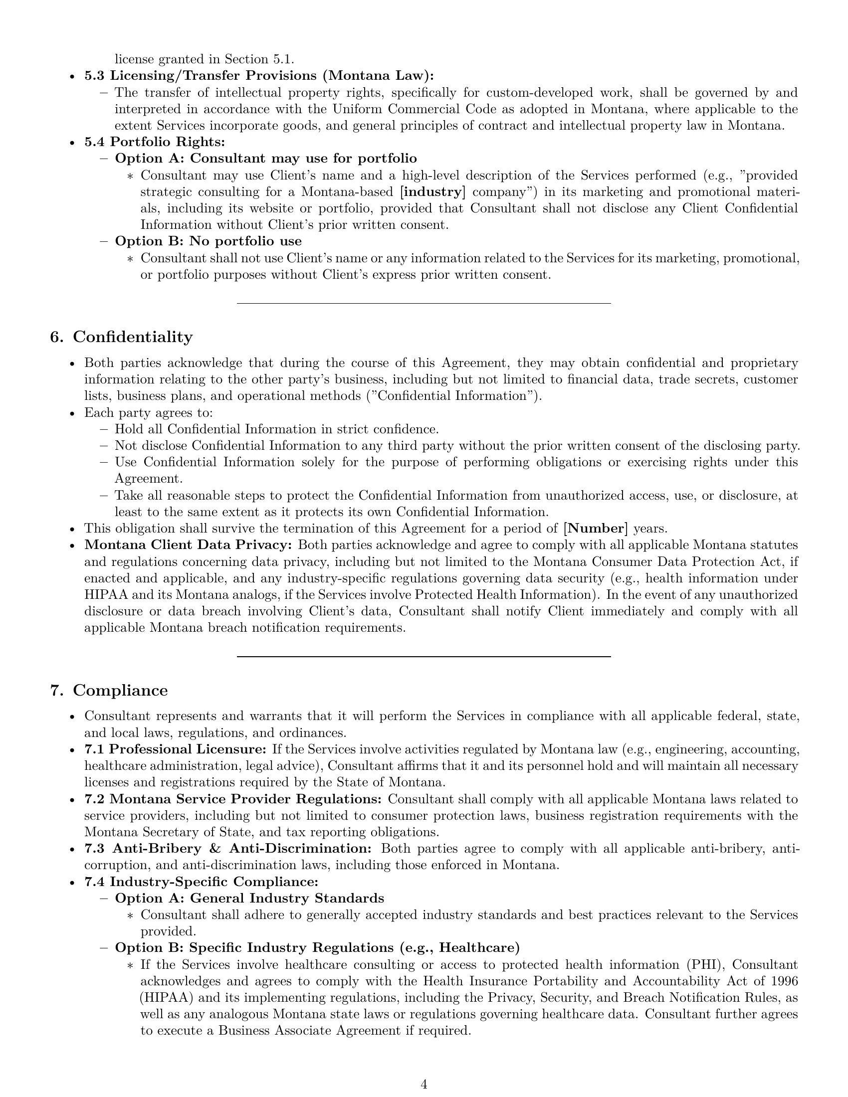 Preview page 4 of Pro Montana consulting service contract template