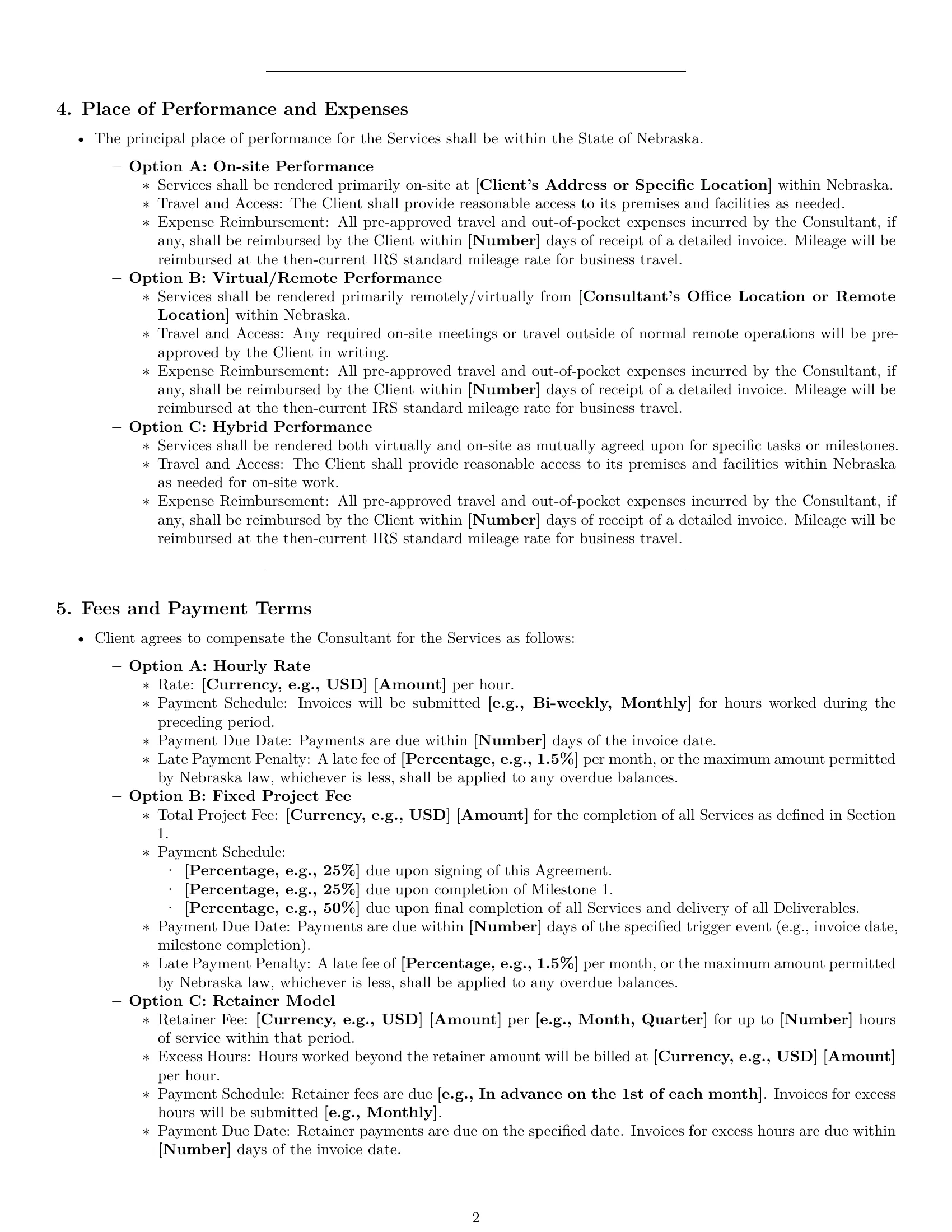 Preview page 2 of Pro Nebraska consulting service contract template
