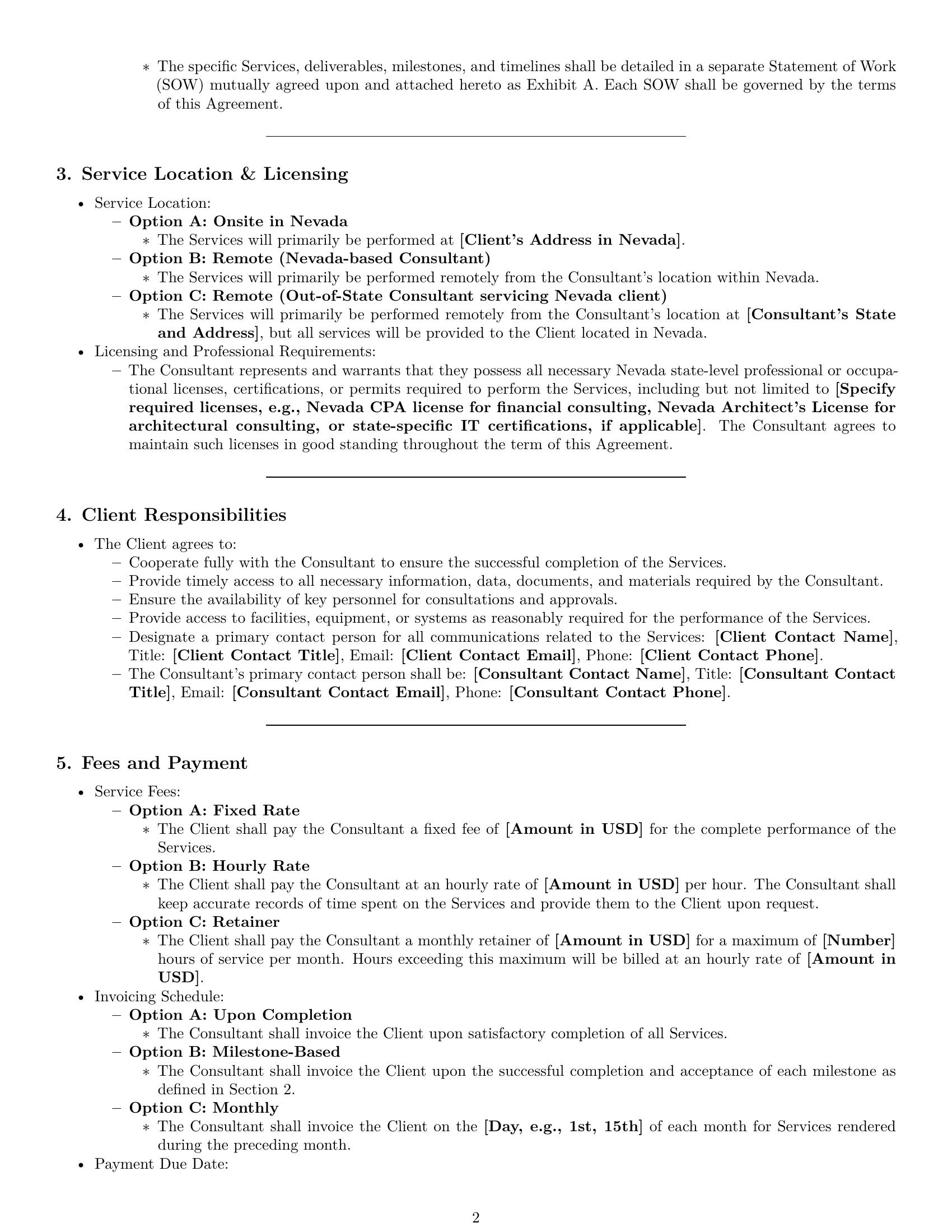 Preview page 2 of Pro Nevada consulting service contract template