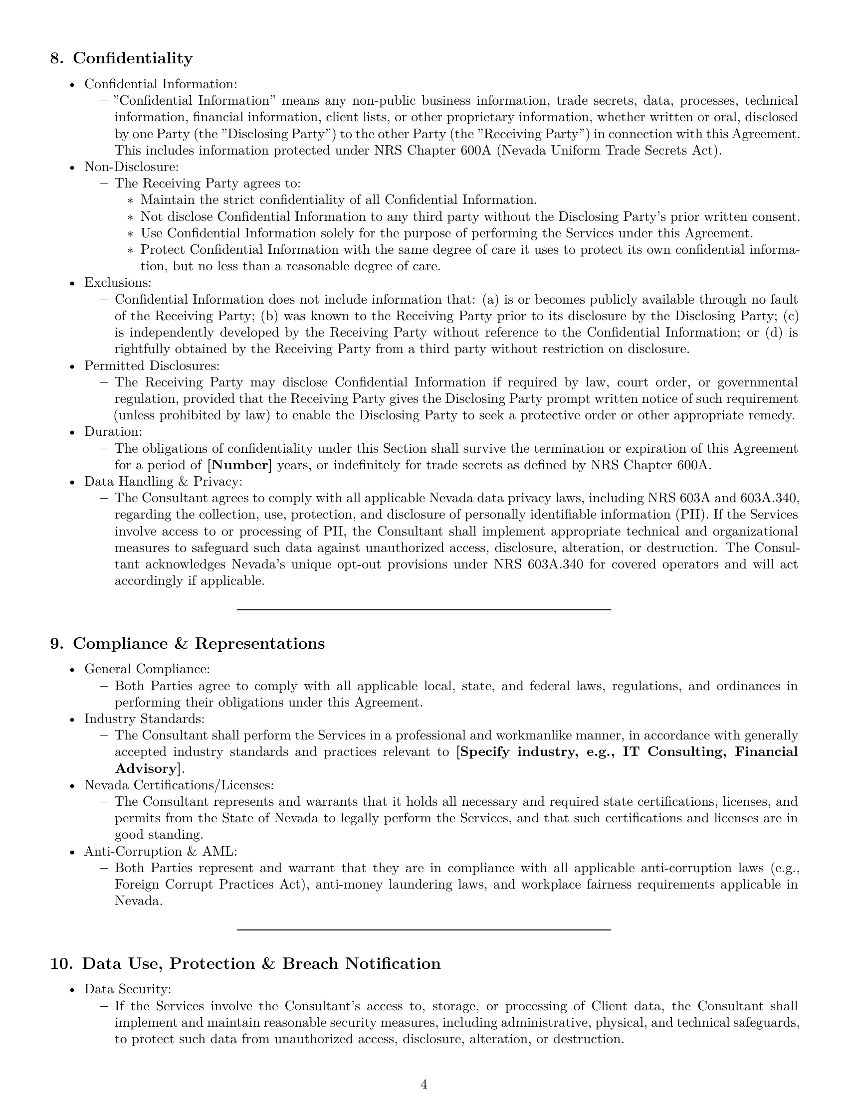 Preview page 4 of Pro Nevada consulting service contract template