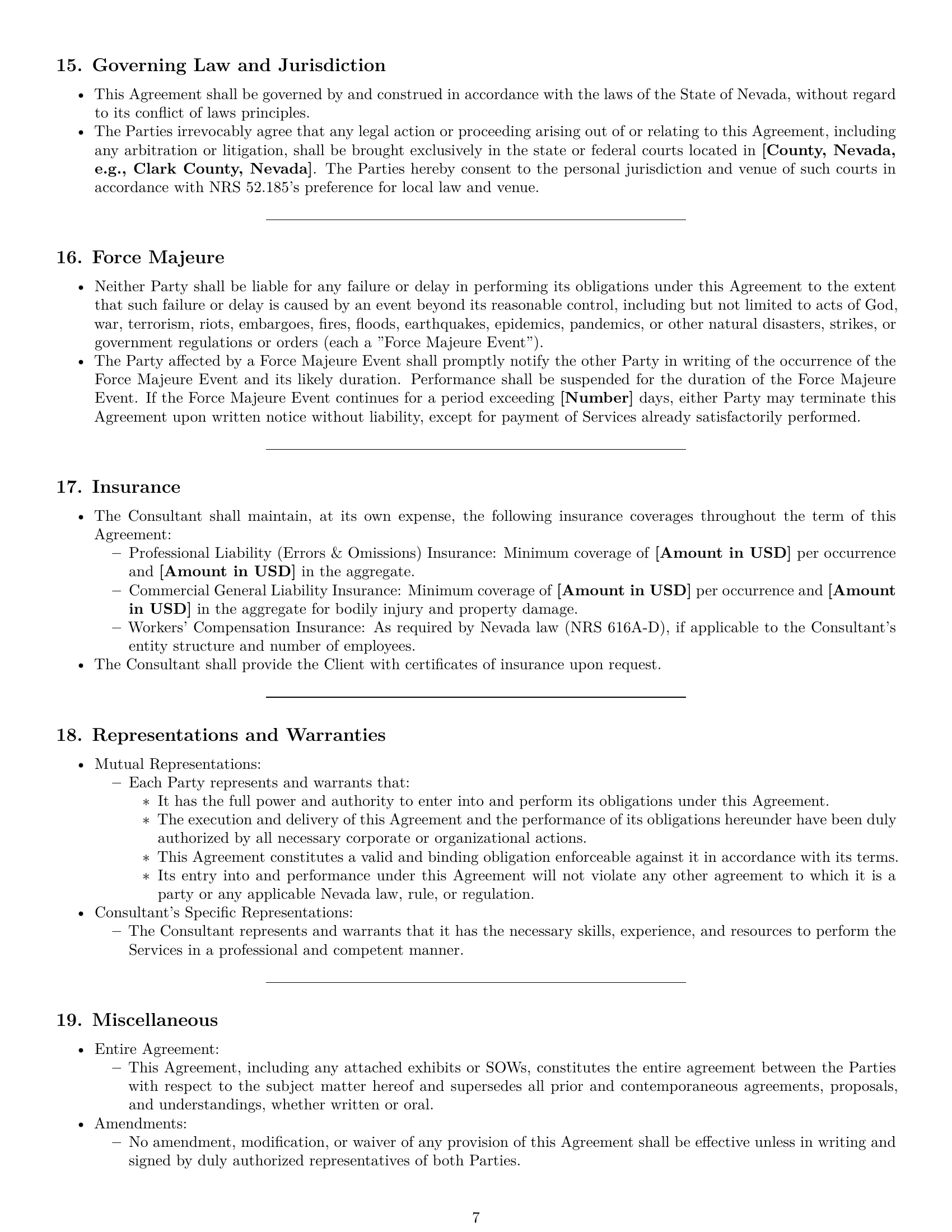 Preview page 7 of Pro Nevada consulting service contract template