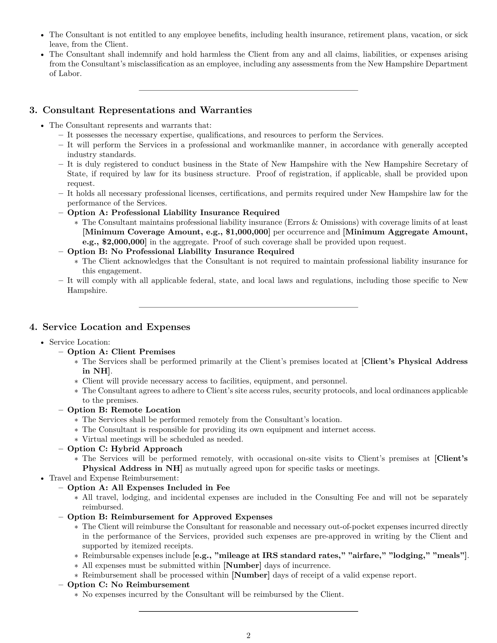 Preview page 2 of Pro New Hampshire consulting service contract template
