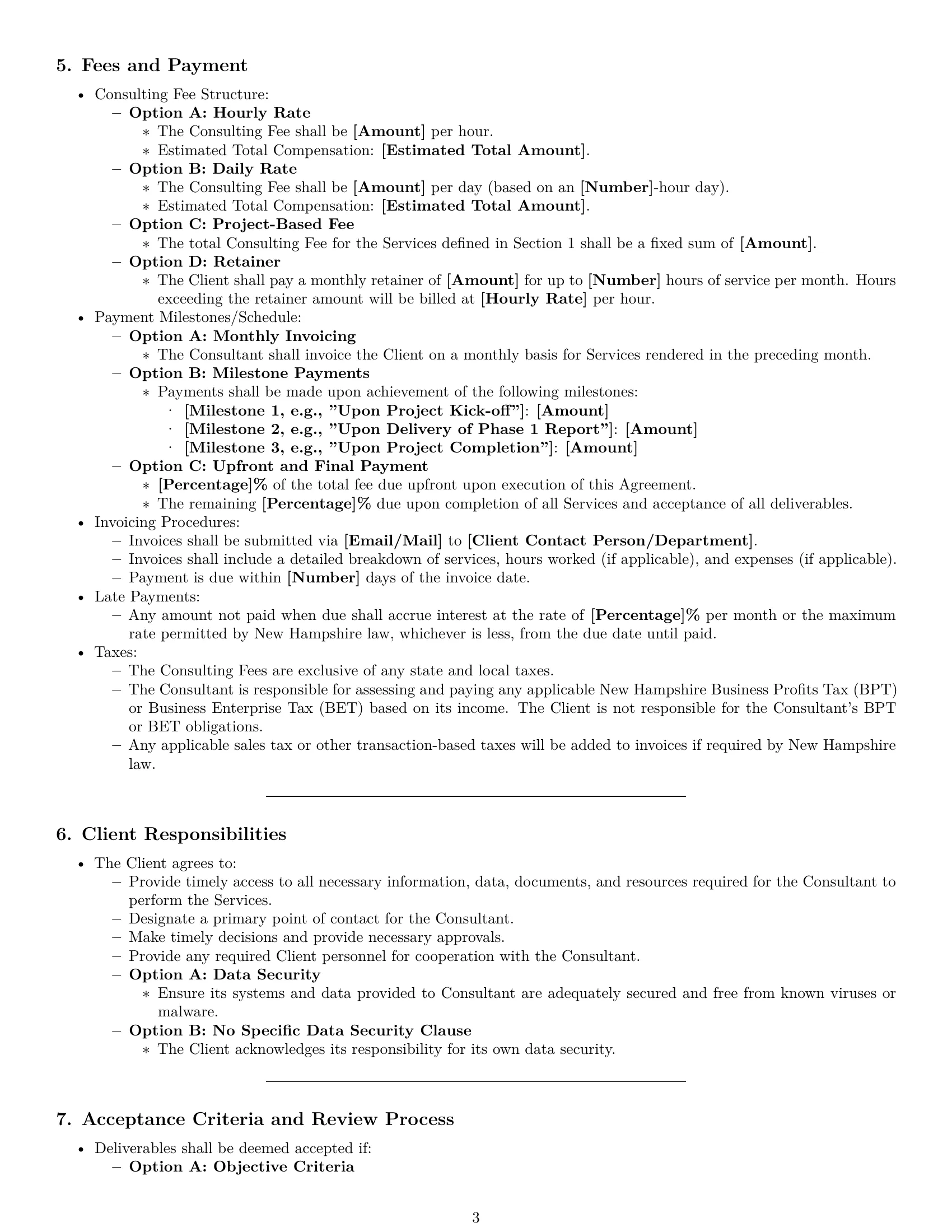 Preview page 3 of Pro New Hampshire consulting service contract template