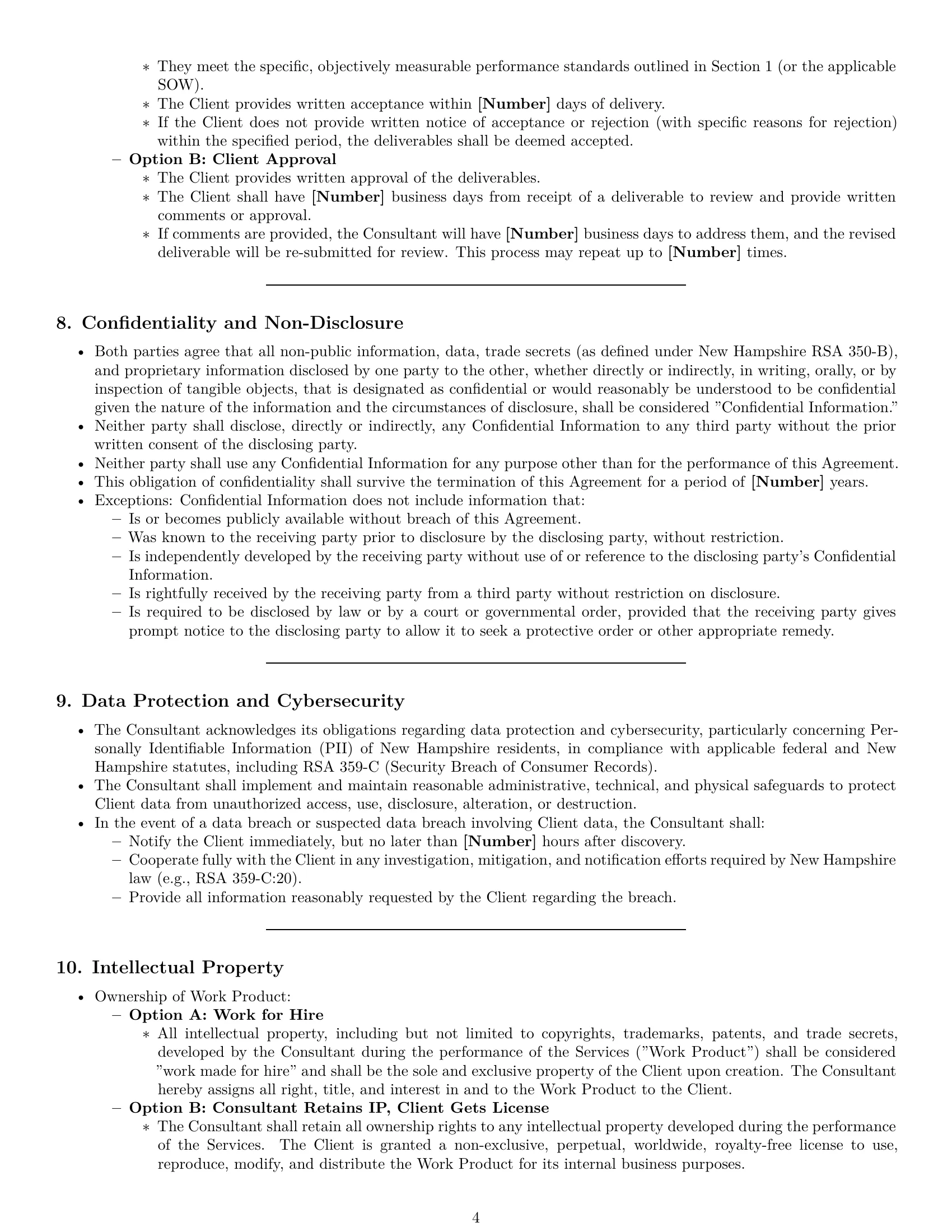 Preview page 4 of Pro New Hampshire consulting service contract template