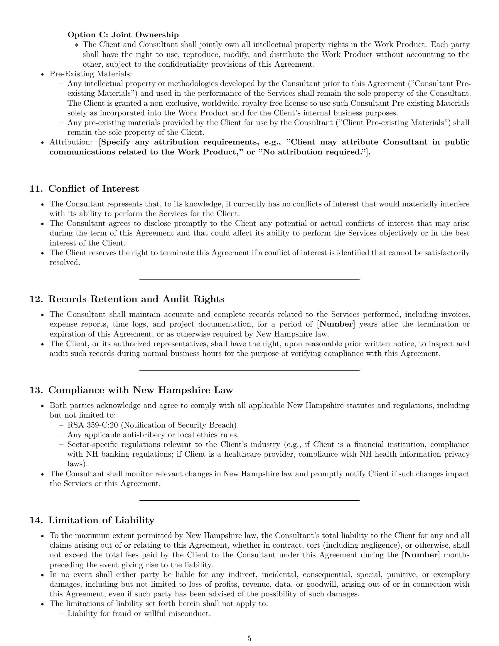 Preview page 5 of Pro New Hampshire consulting service contract template