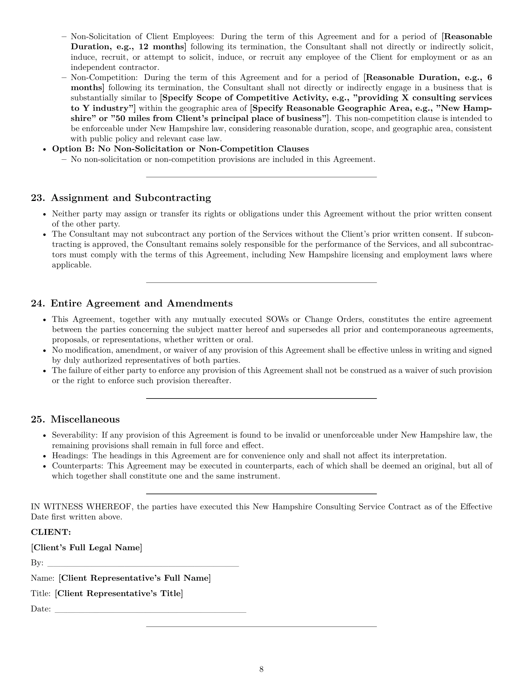 Preview page 8 of Pro New Hampshire consulting service contract template
