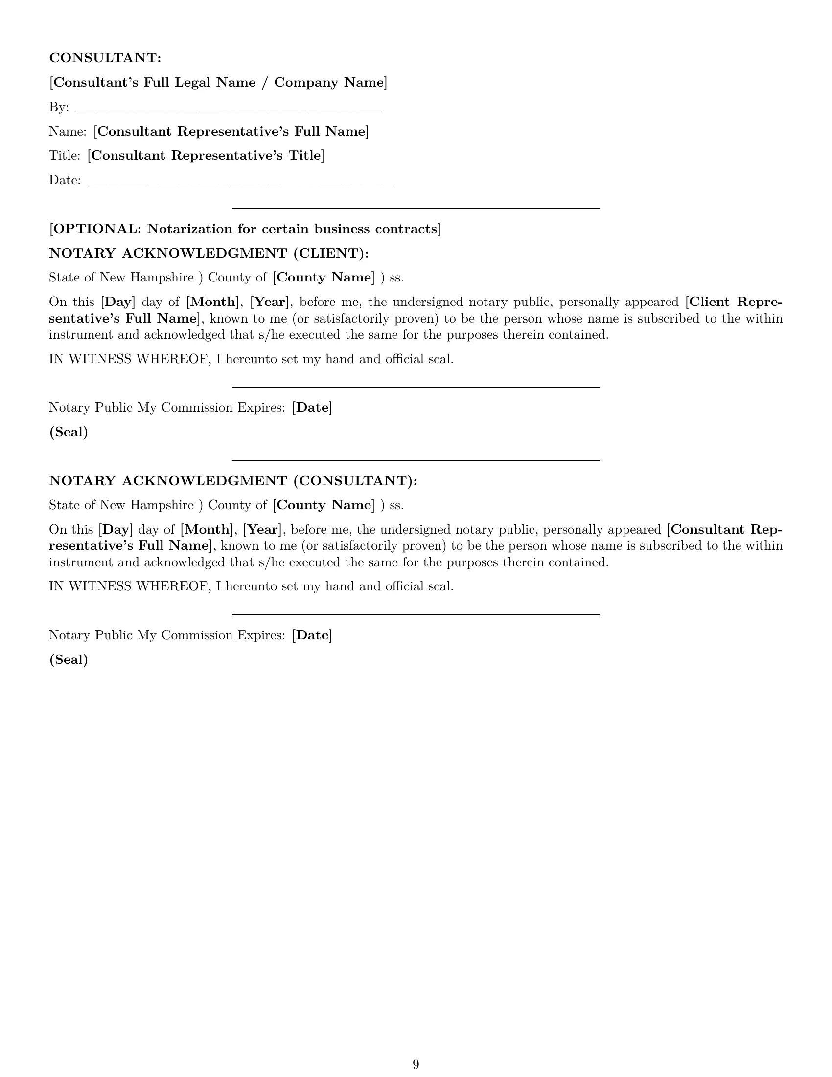 Preview page 9 of Pro New Hampshire consulting service contract template