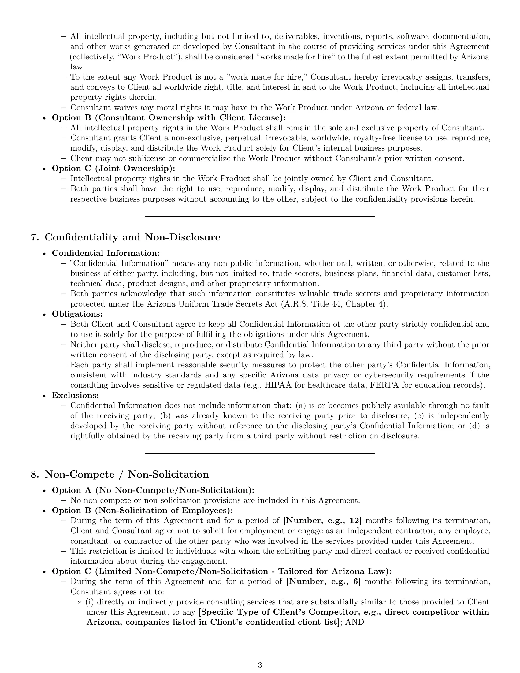 Preview page 3 of Pro Arizona consulting service contract template