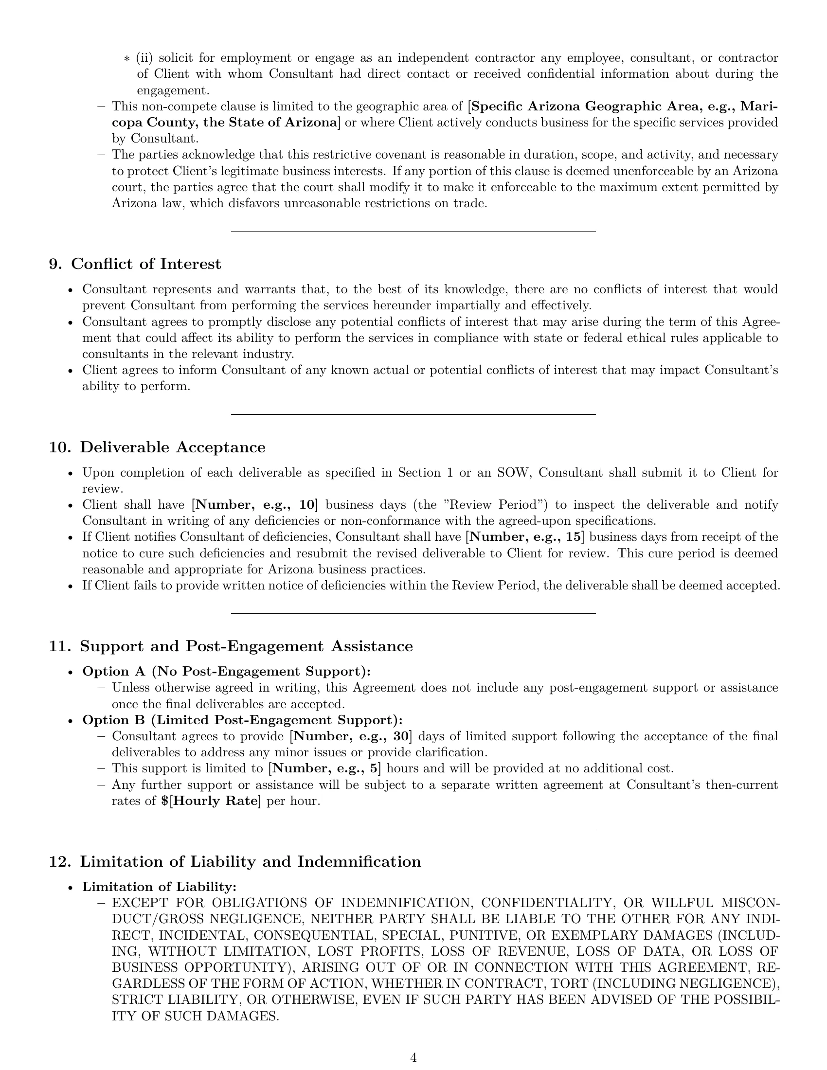 Preview page 4 of Pro Arizona consulting service contract template