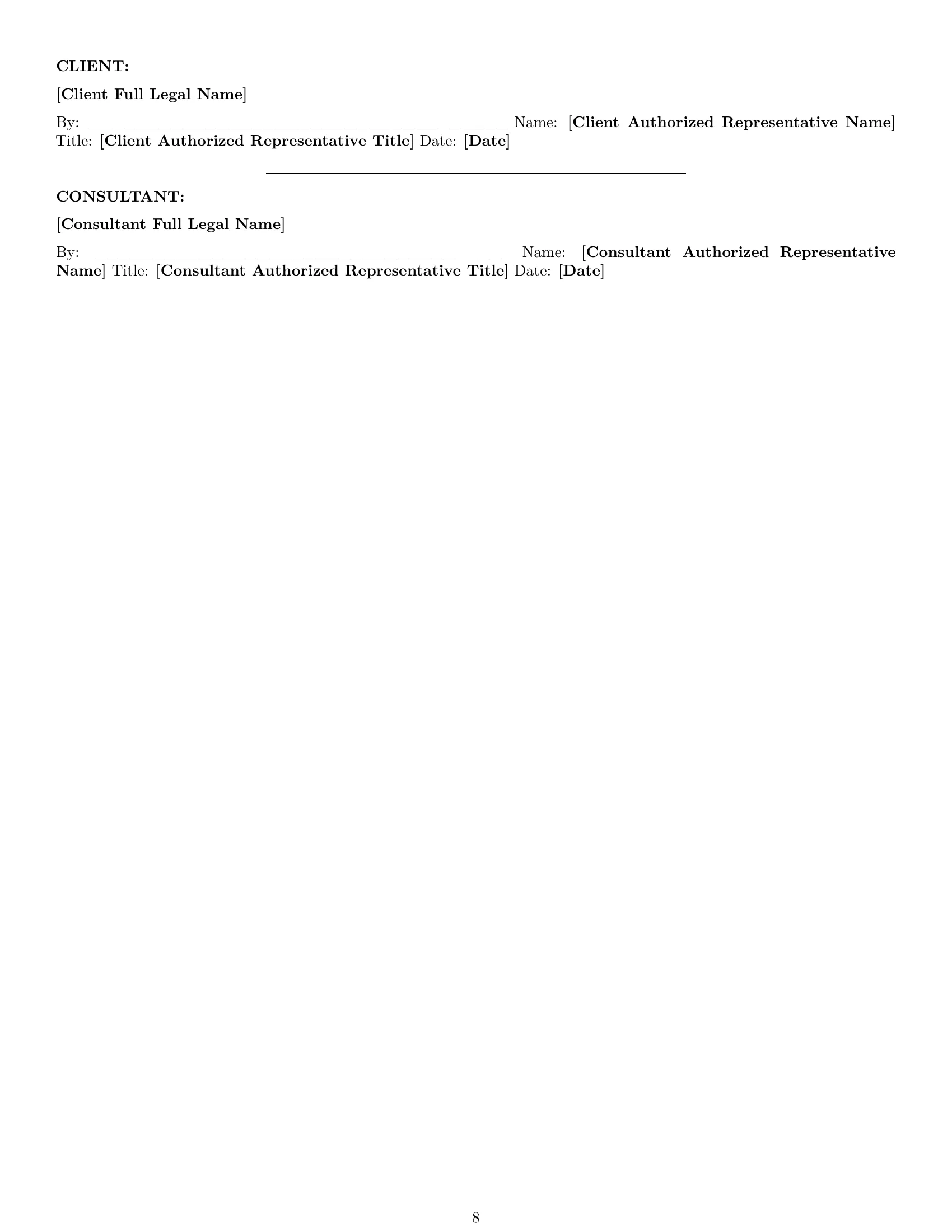 Preview page 8 of Pro Arizona consulting service contract template