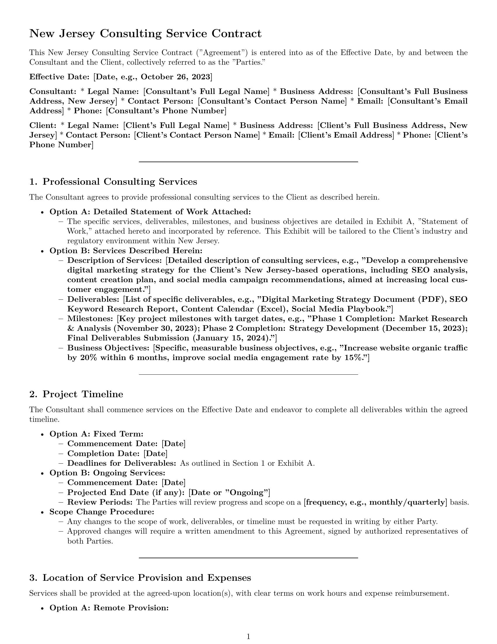 Preview page 1 of Pro New Jersey consulting service contract template