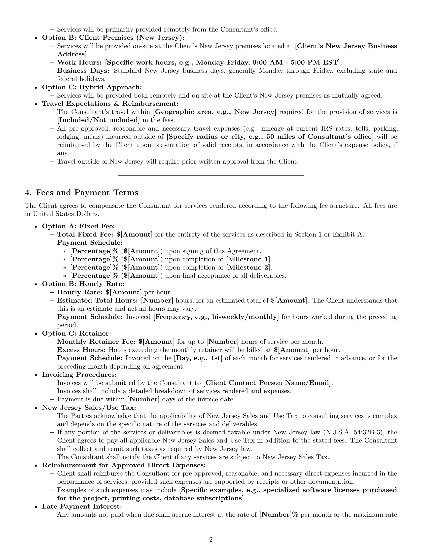 Preview page 2 of Pro New Jersey consulting service contract template