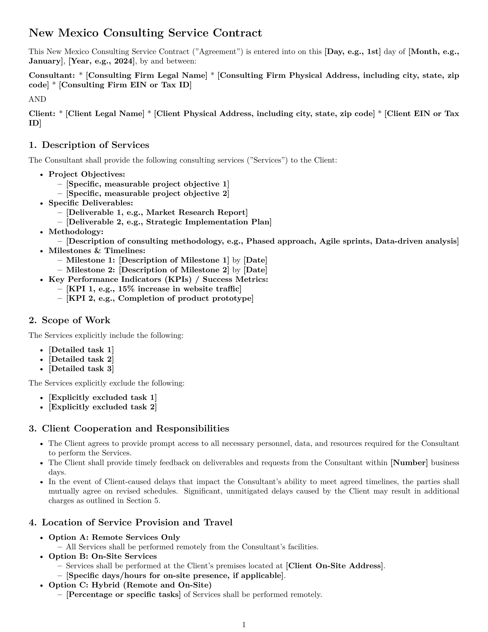 Preview page 1 of Pro New Mexico consulting service contract template