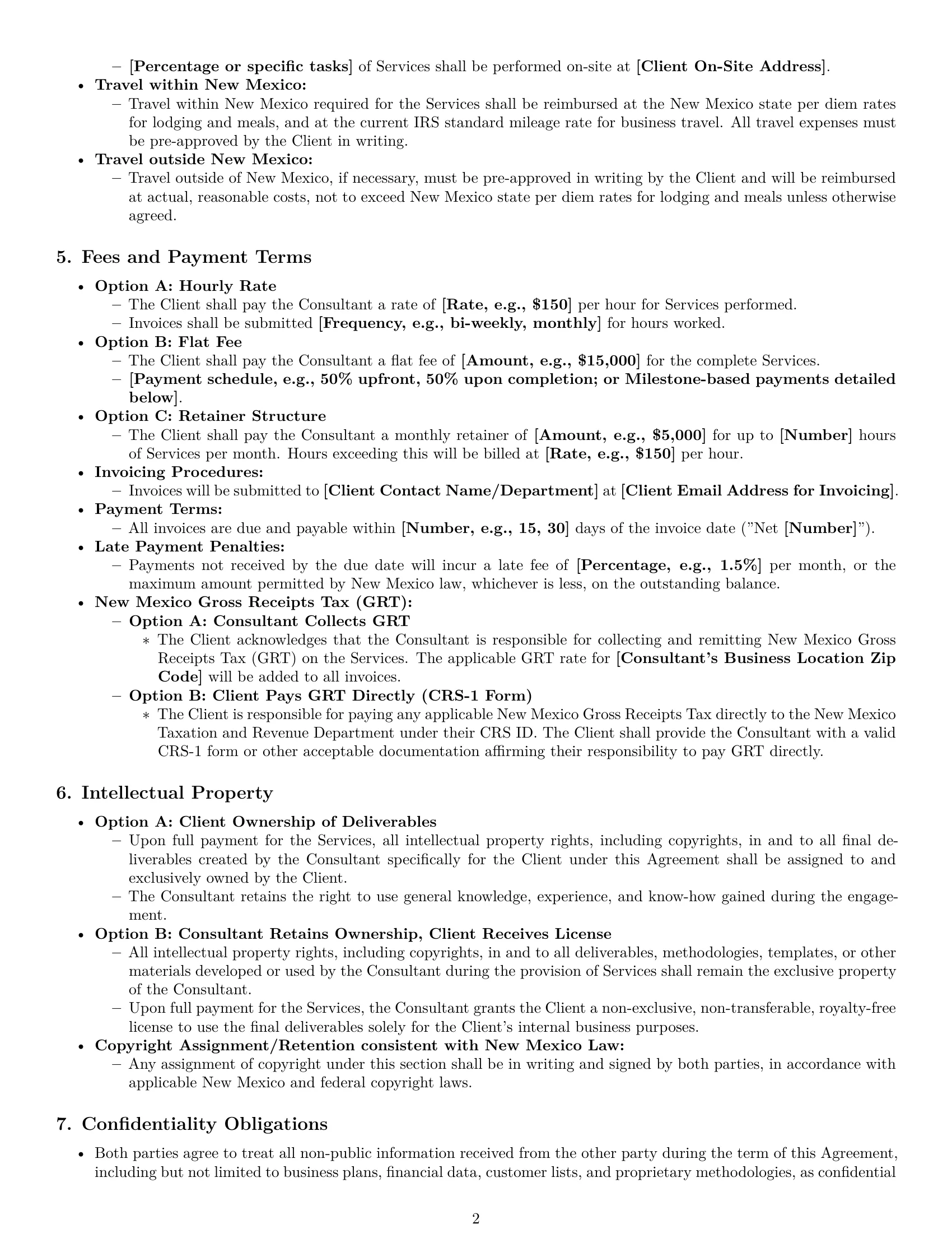 Preview page 2 of Pro New Mexico consulting service contract template