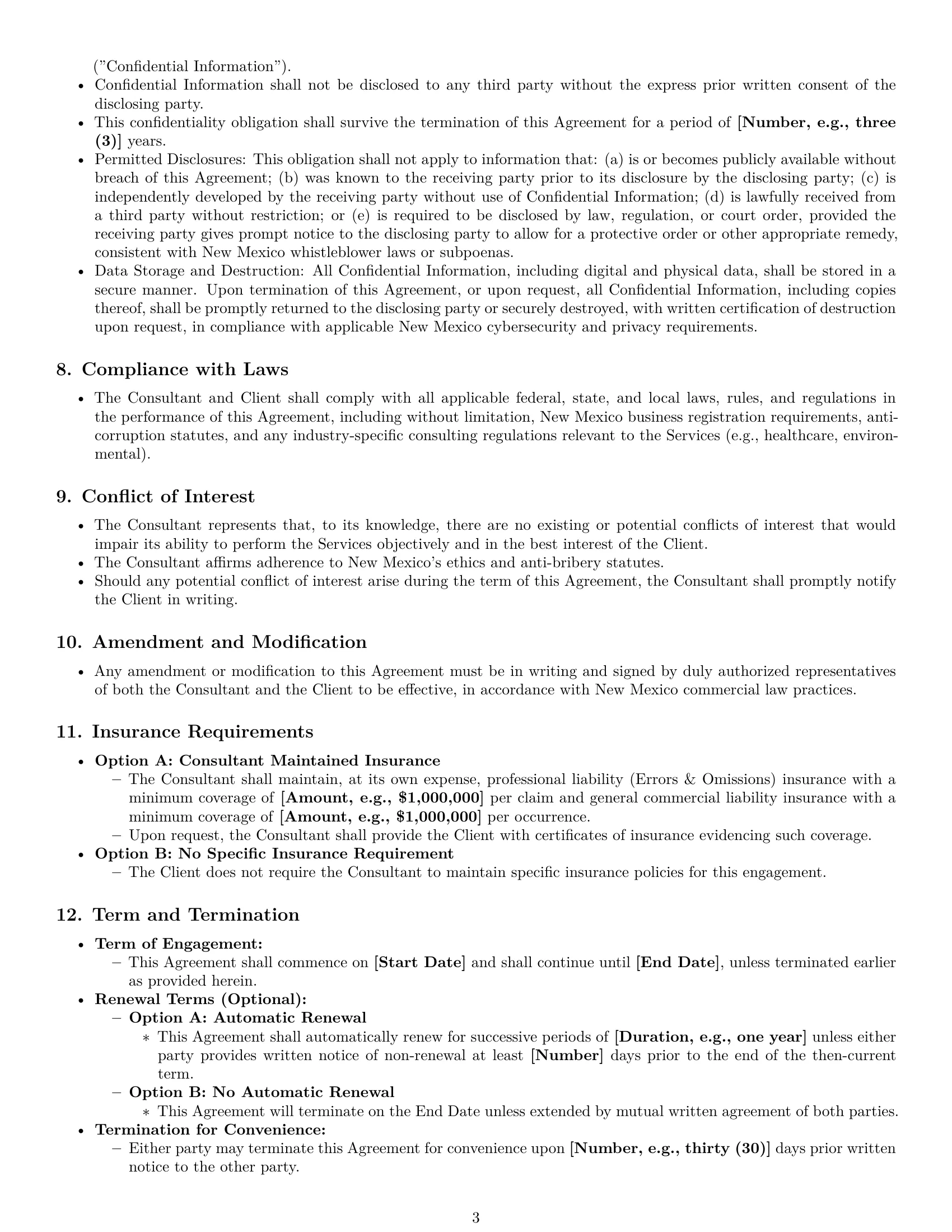 Preview page 3 of Pro New Mexico consulting service contract template