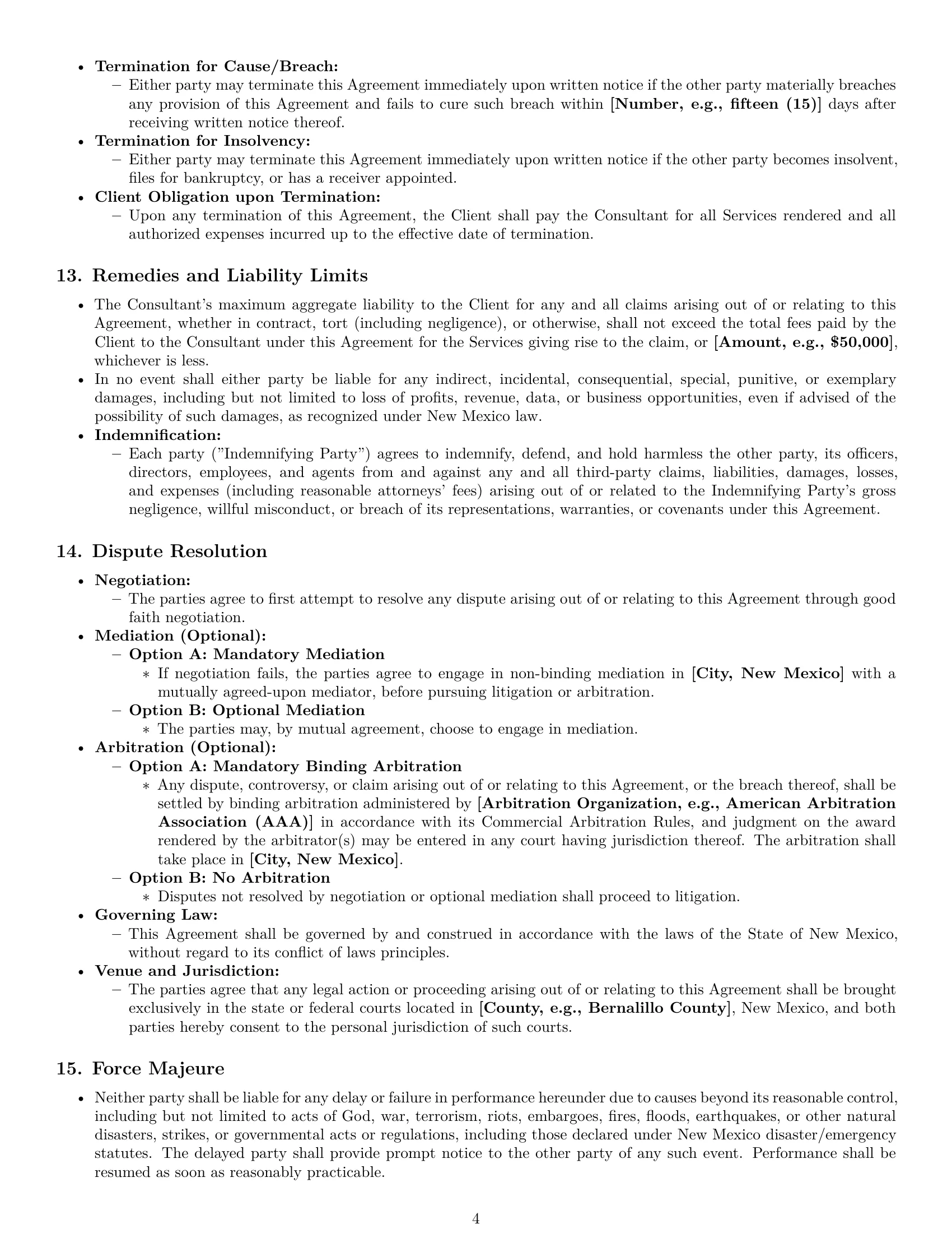 Preview page 4 of Pro New Mexico consulting service contract template