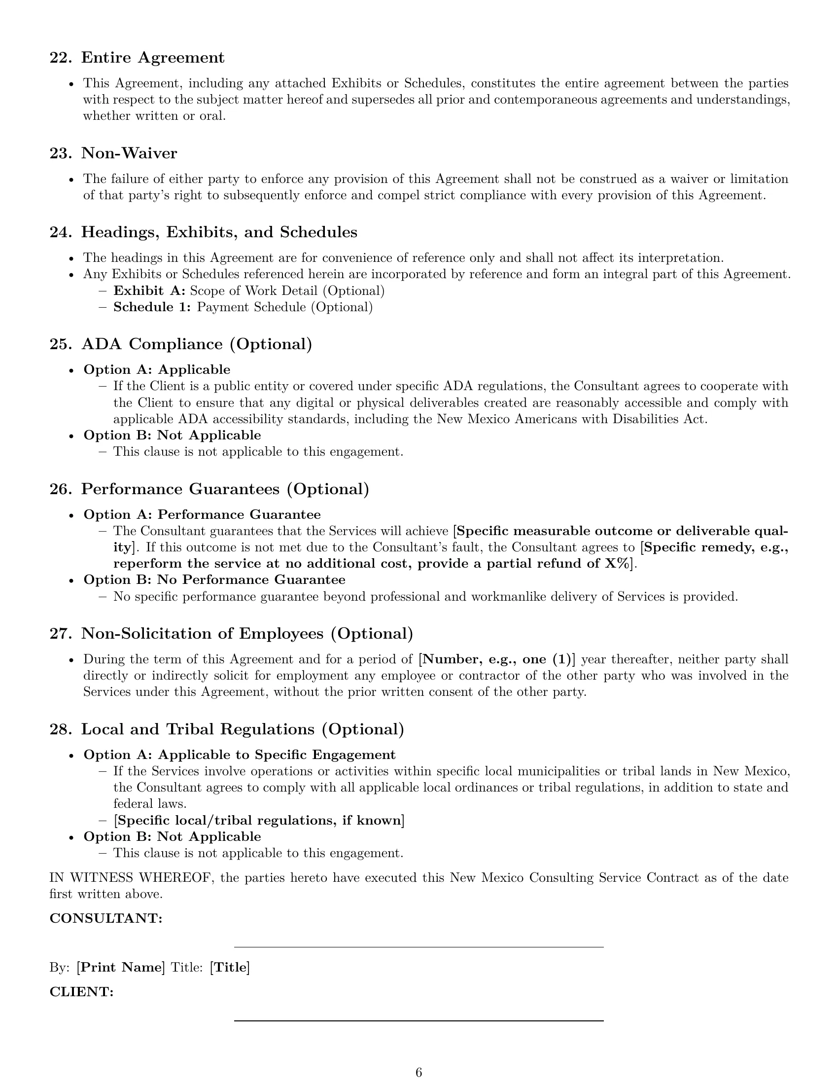 Preview page 6 of Pro New Mexico consulting service contract template