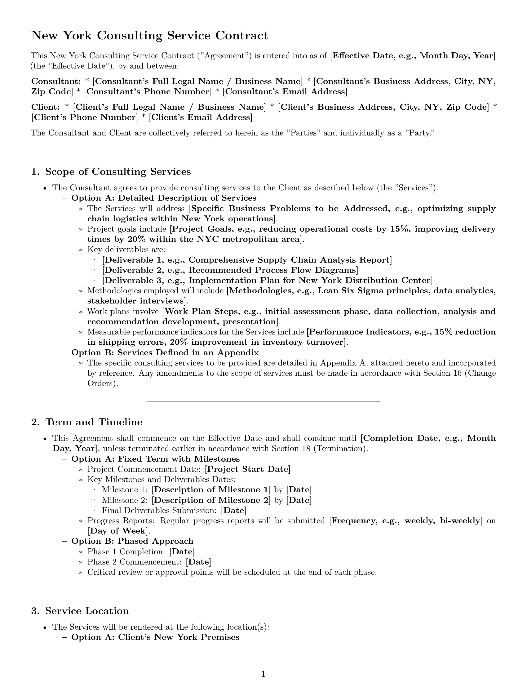Preview page 1 of Pro New York consulting service contract template