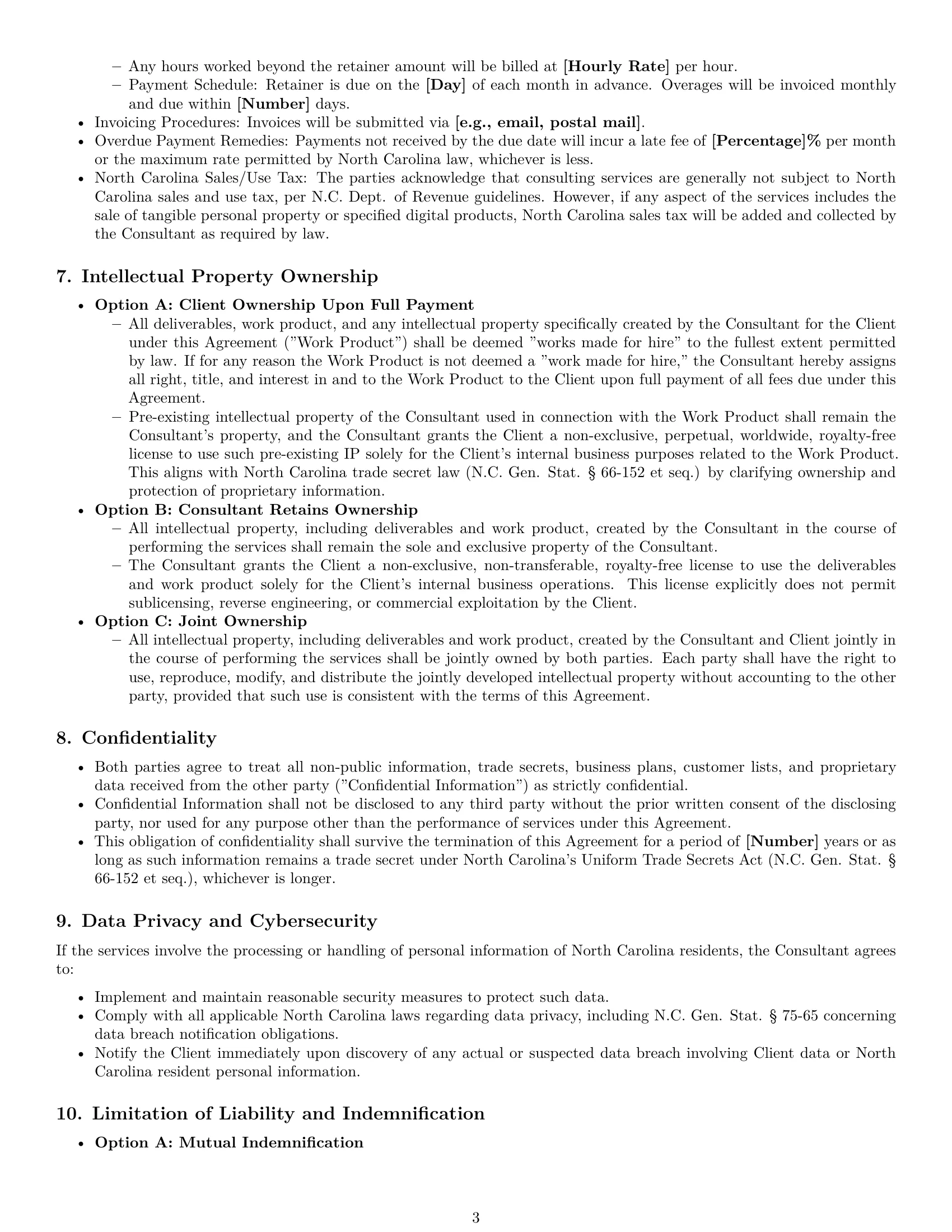 Preview page 3 of Pro North Carolina consulting service contract template