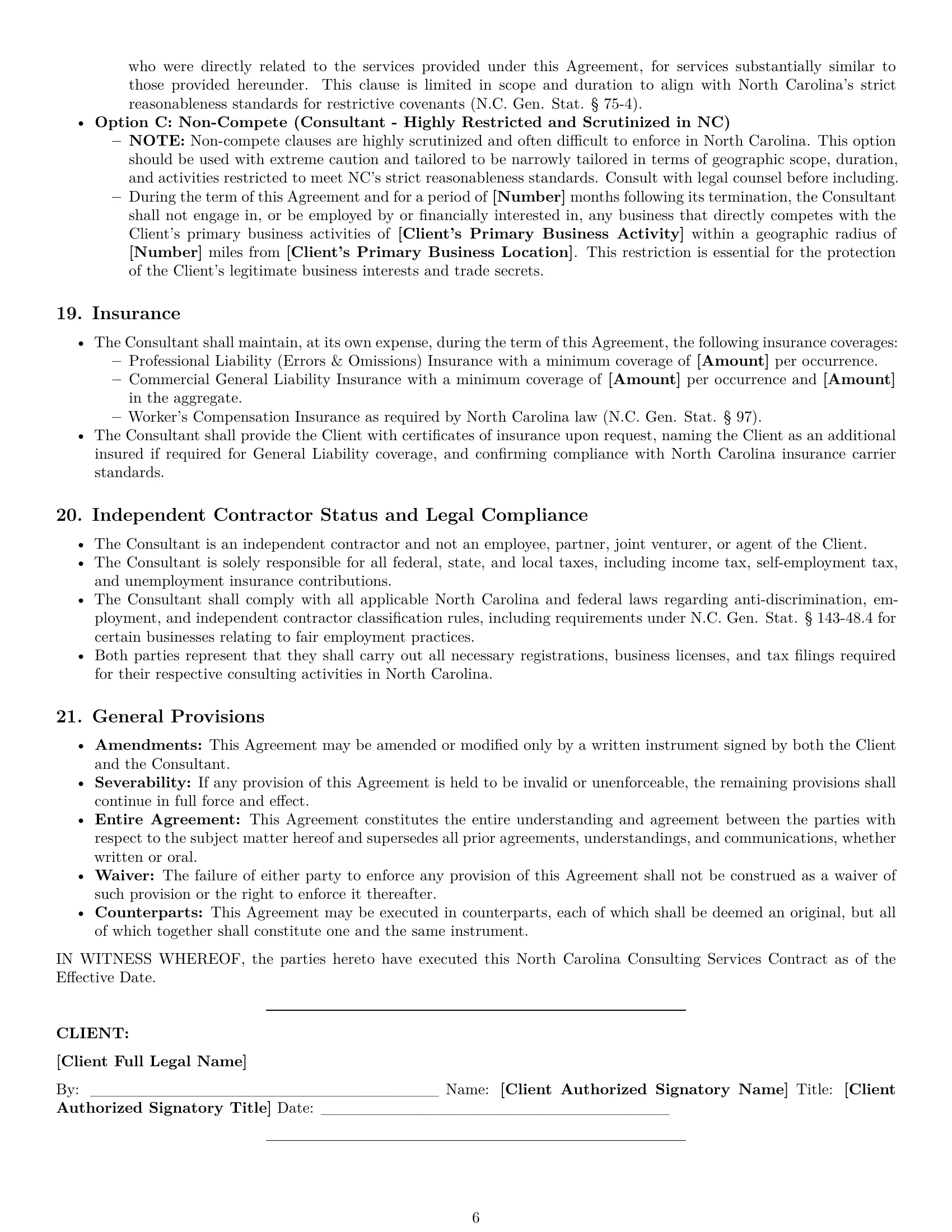 Preview page 6 of Pro North Carolina consulting service contract template
