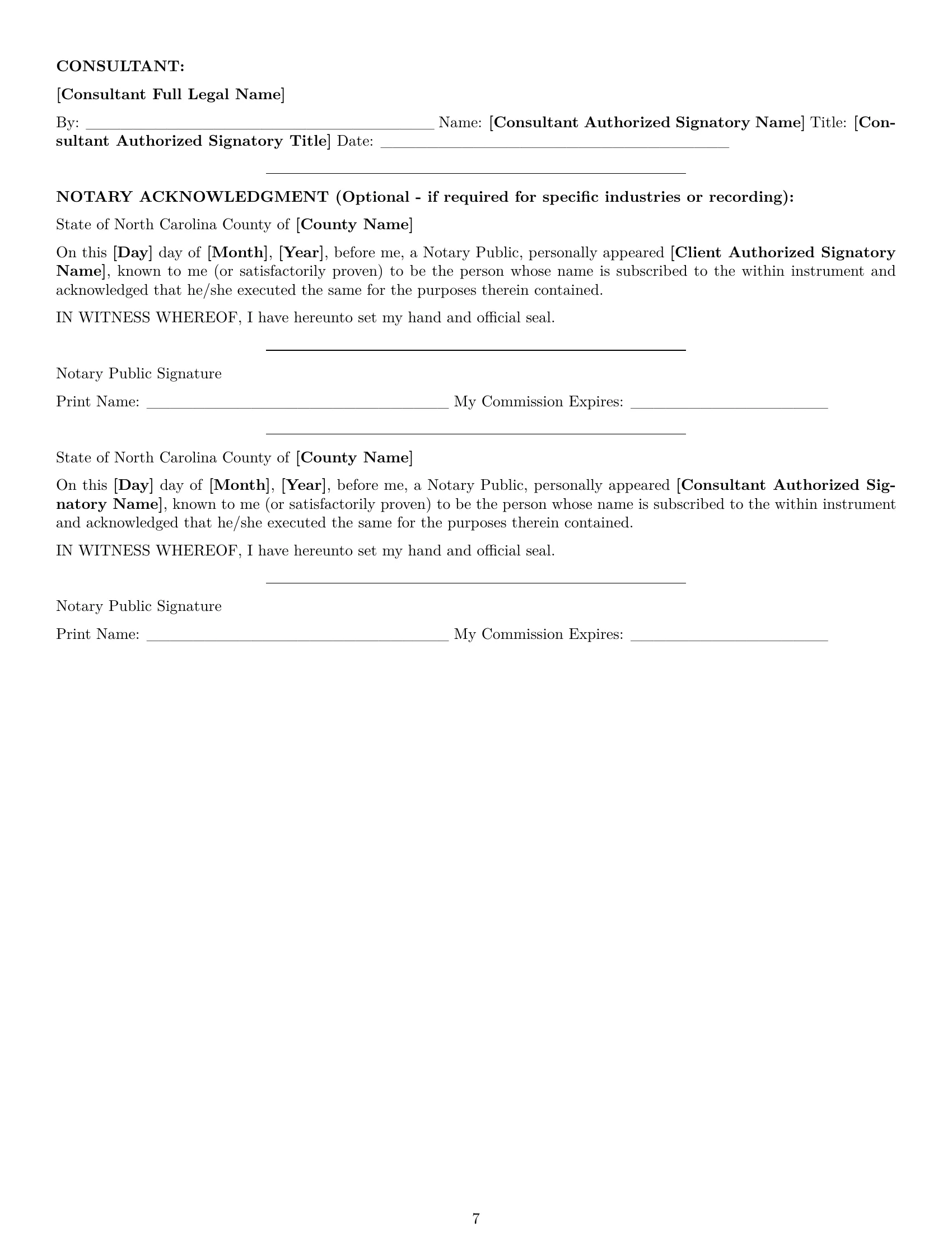 Preview page 7 of Pro North Carolina consulting service contract template