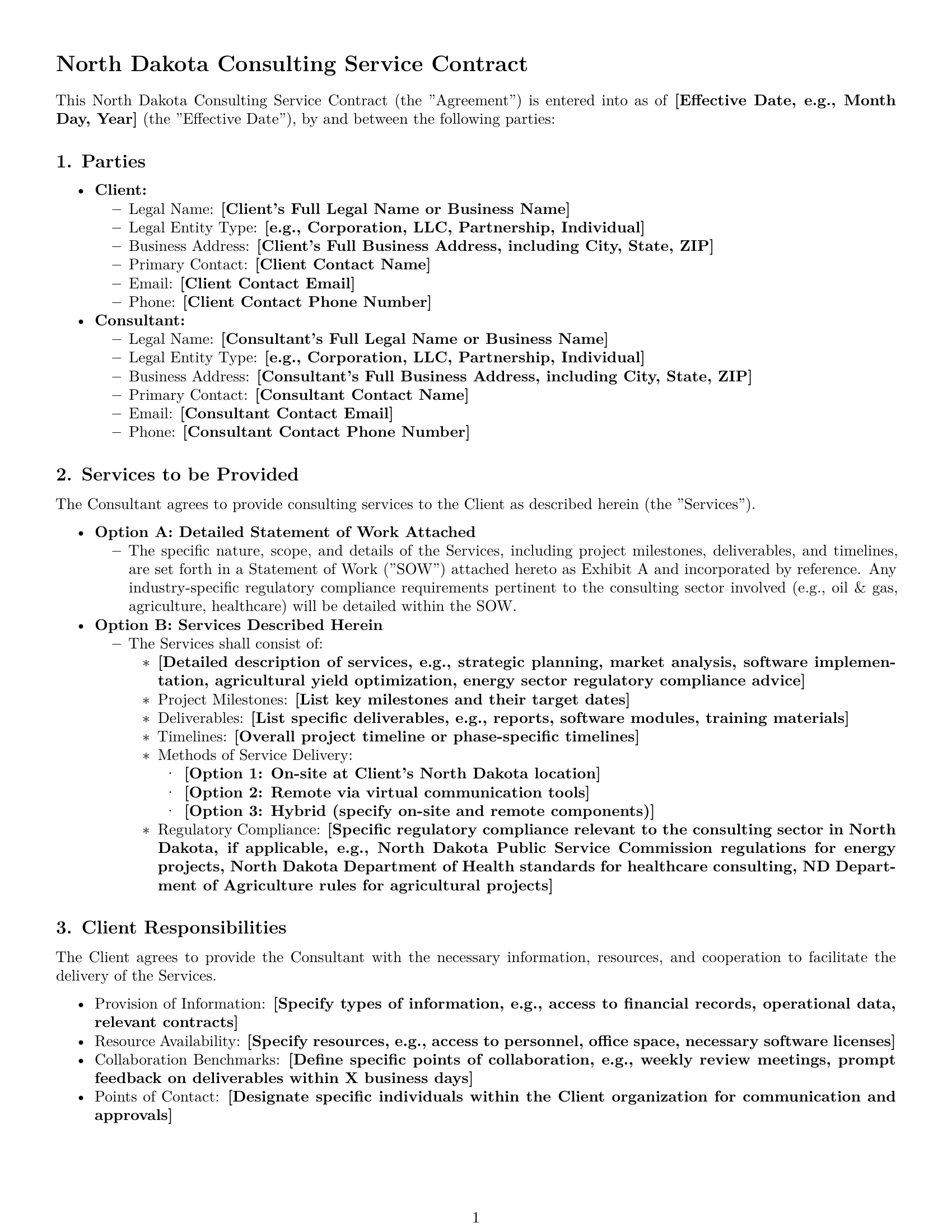 Preview page 1 of Pro North Dakota consulting service contract template