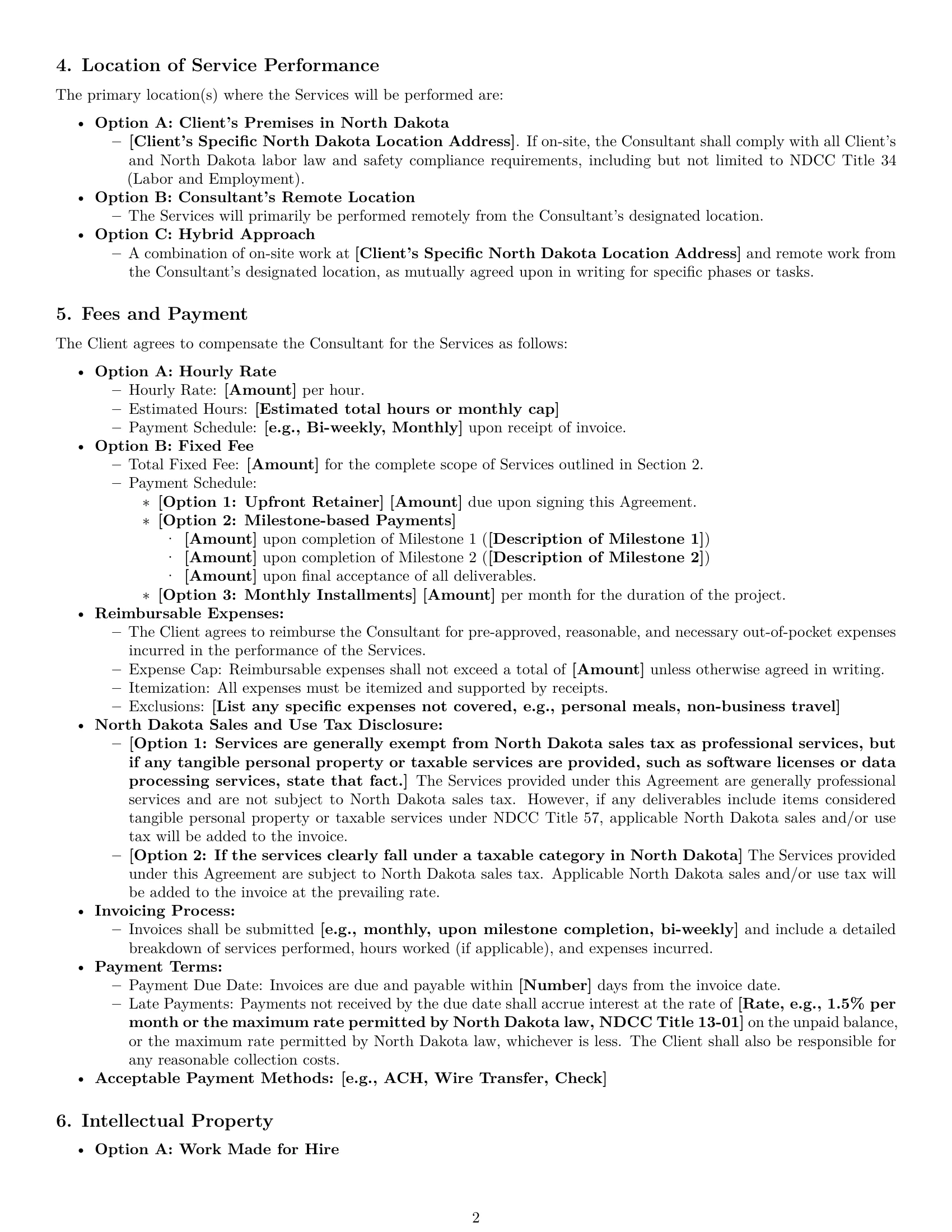 Preview page 2 of Pro North Dakota consulting service contract template