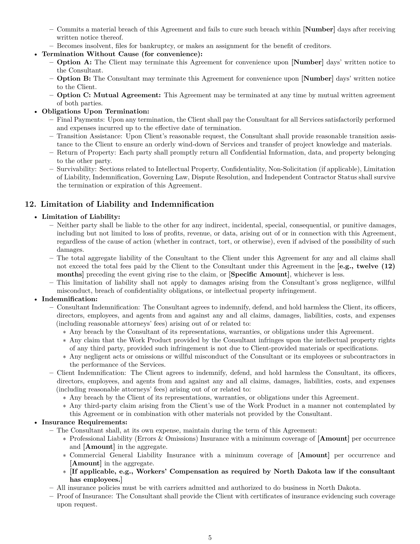 Preview page 5 of Pro North Dakota consulting service contract template