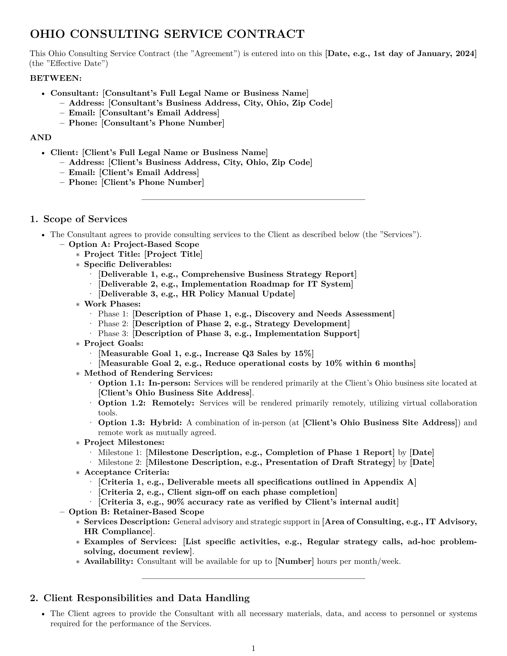 Preview page 1 of Pro Ohio consulting service contract template