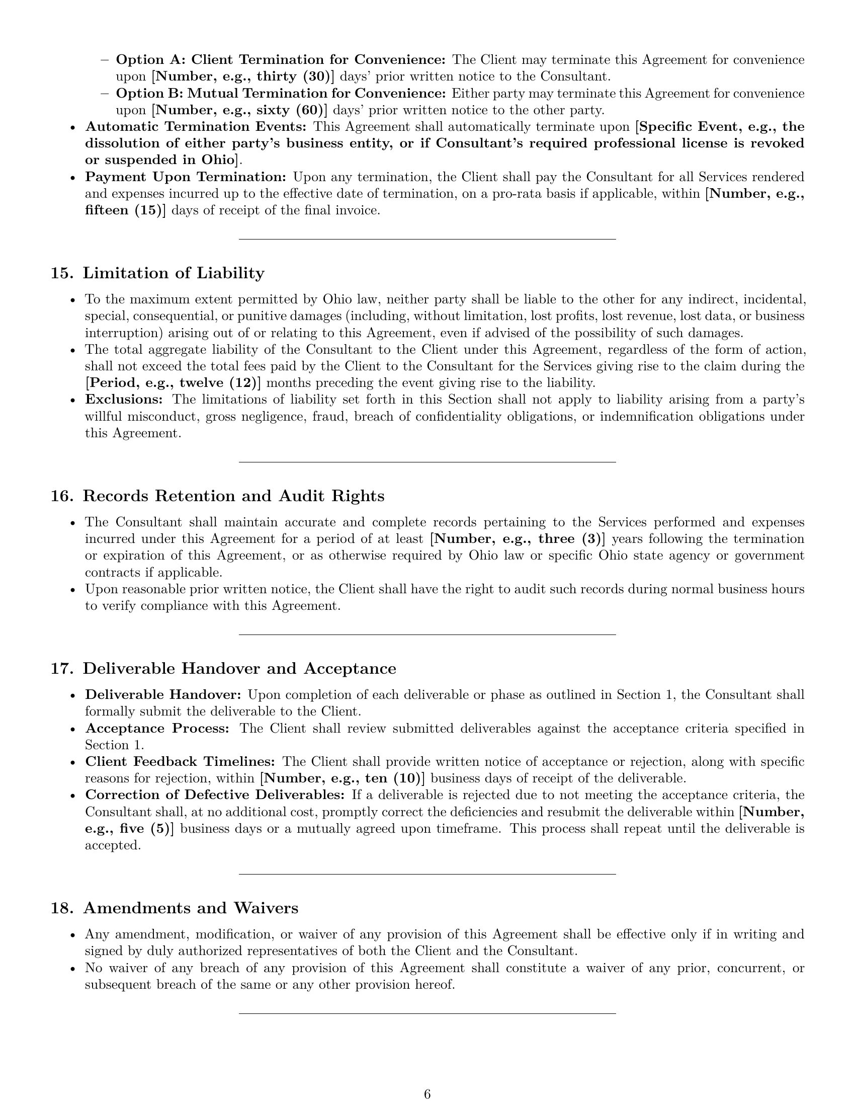Preview page 6 of Pro Ohio consulting service contract template