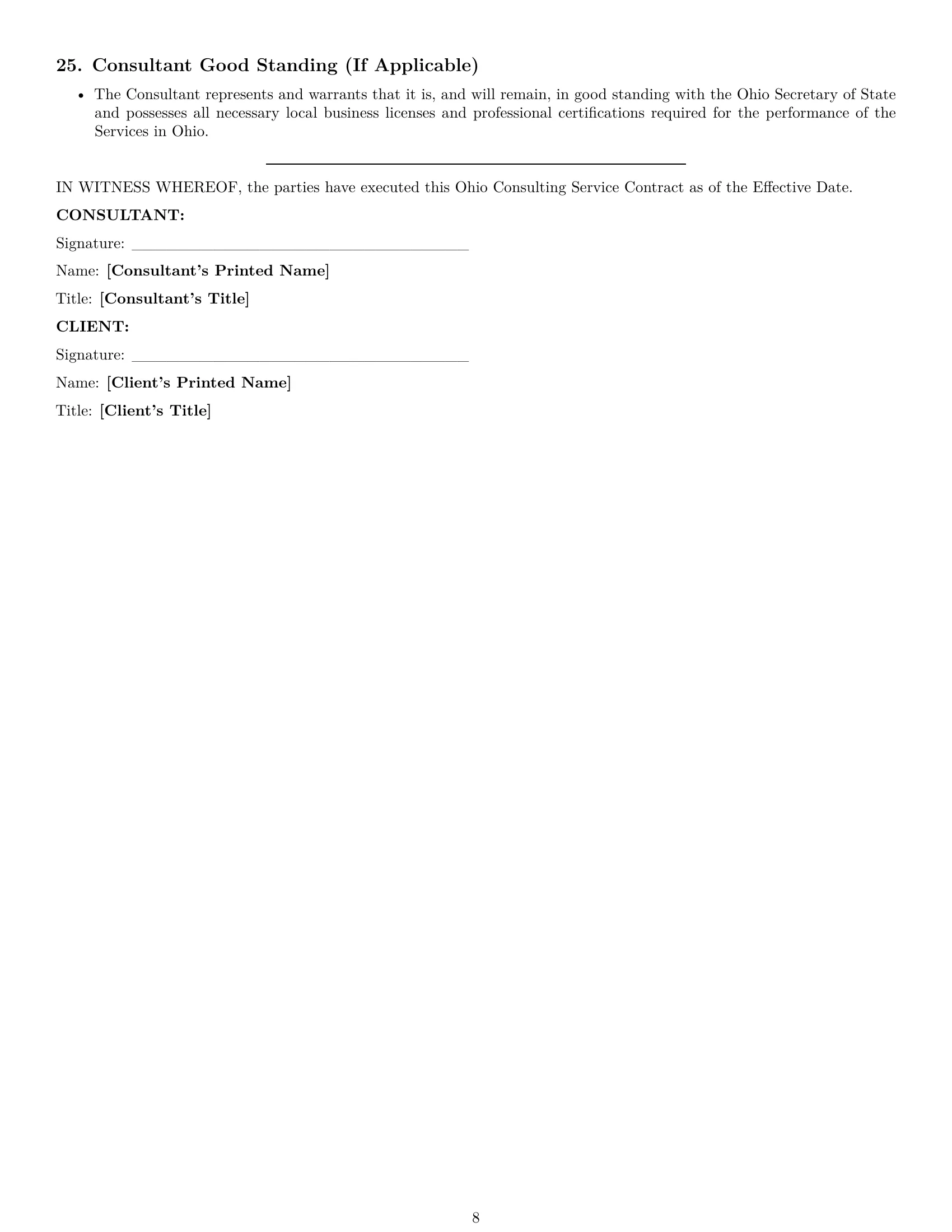 Preview page 8 of Pro Ohio consulting service contract template