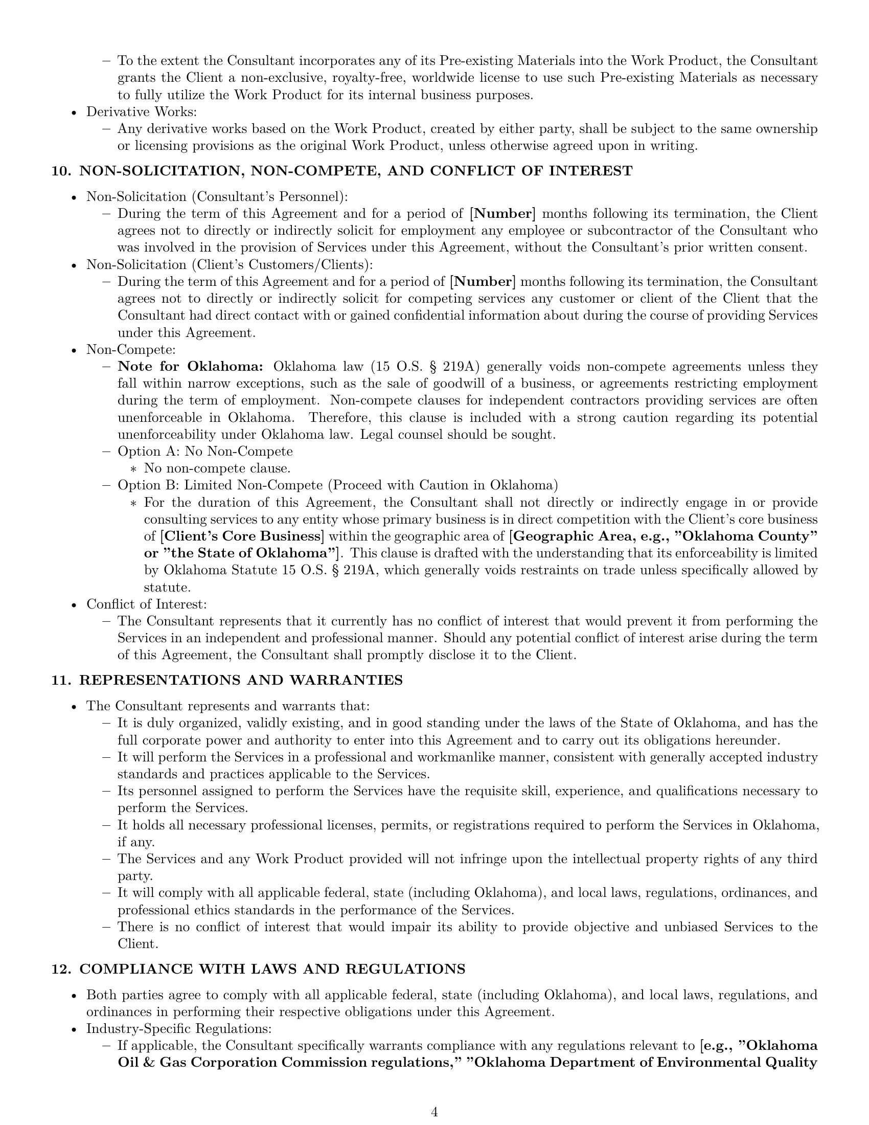 Preview page 4 of Pro Oklahoma consulting service contract template