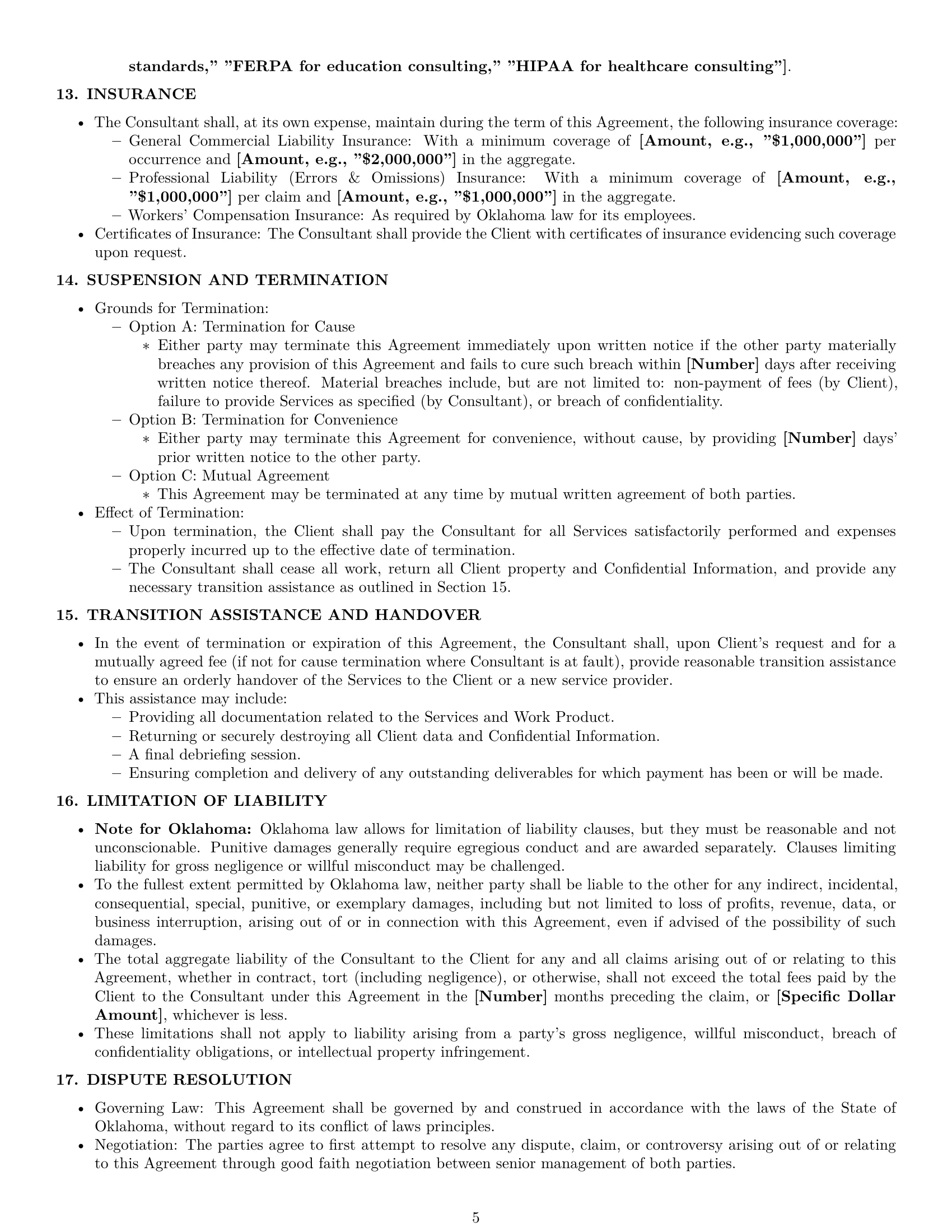 Preview page 5 of Pro Oklahoma consulting service contract template