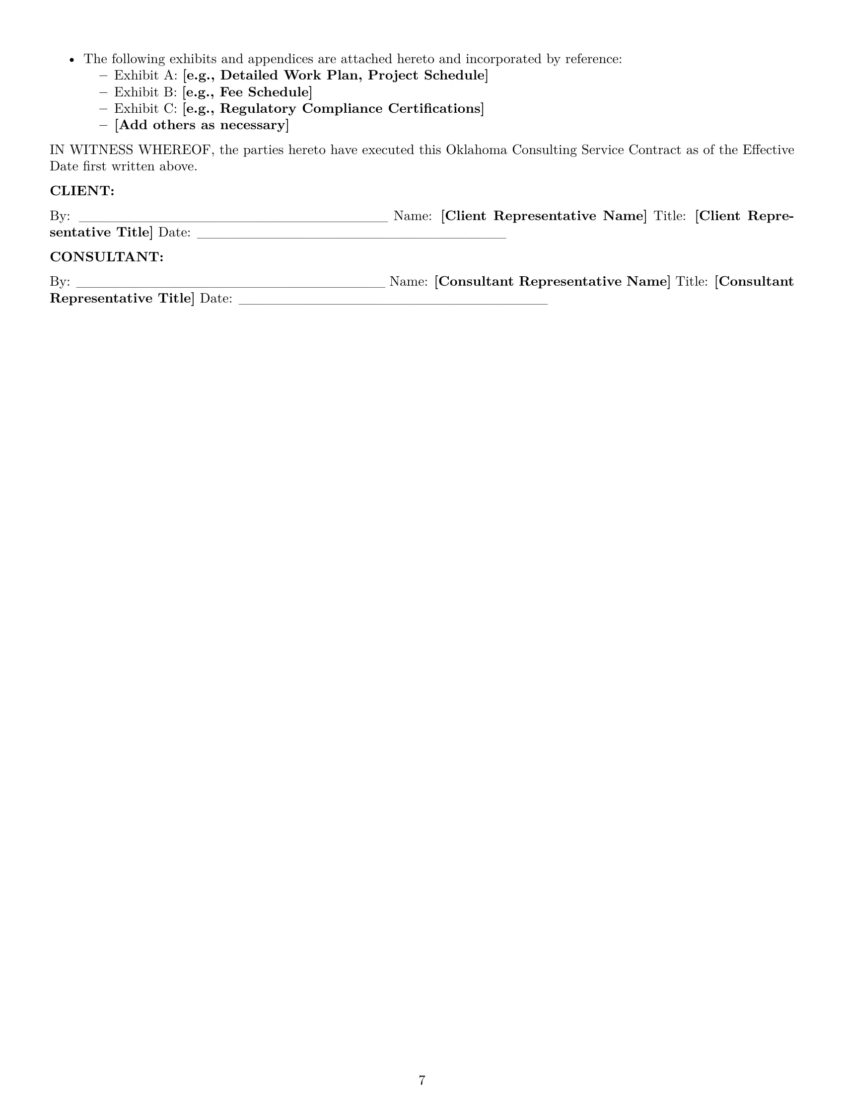 Preview page 7 of Pro Oklahoma consulting service contract template