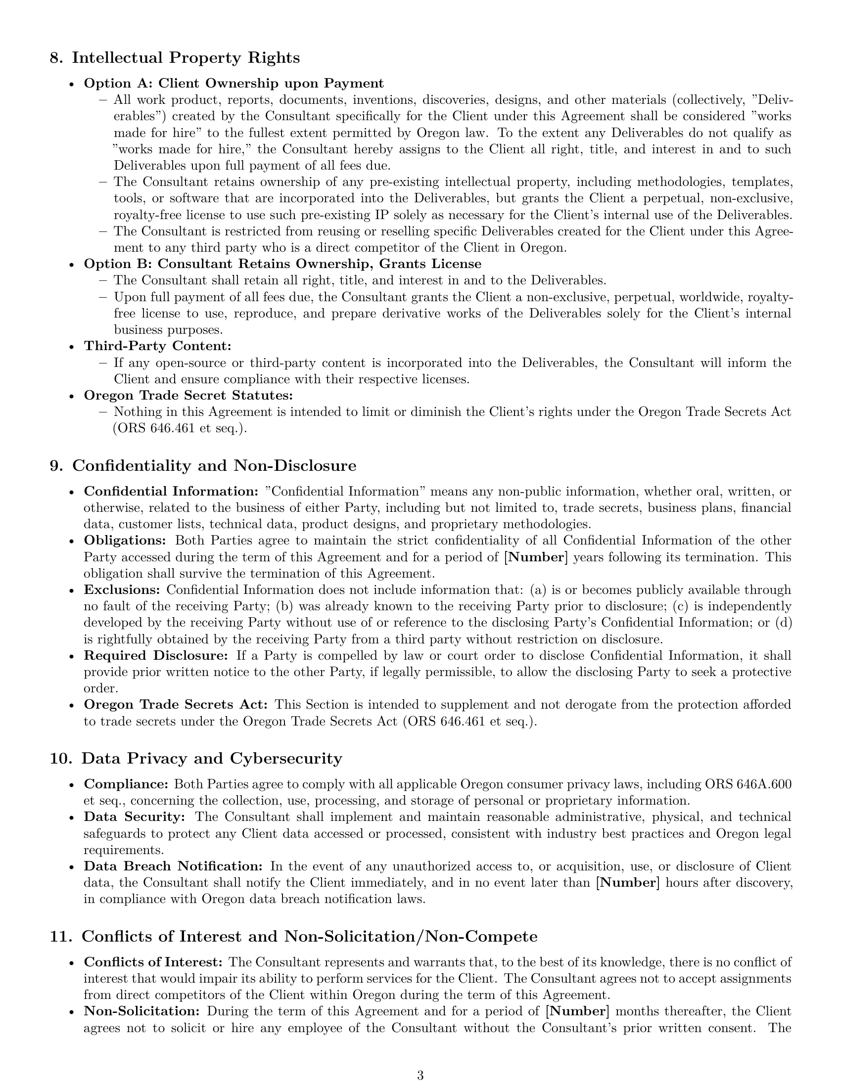Preview page 3 of Pro Oregon consulting service contract template