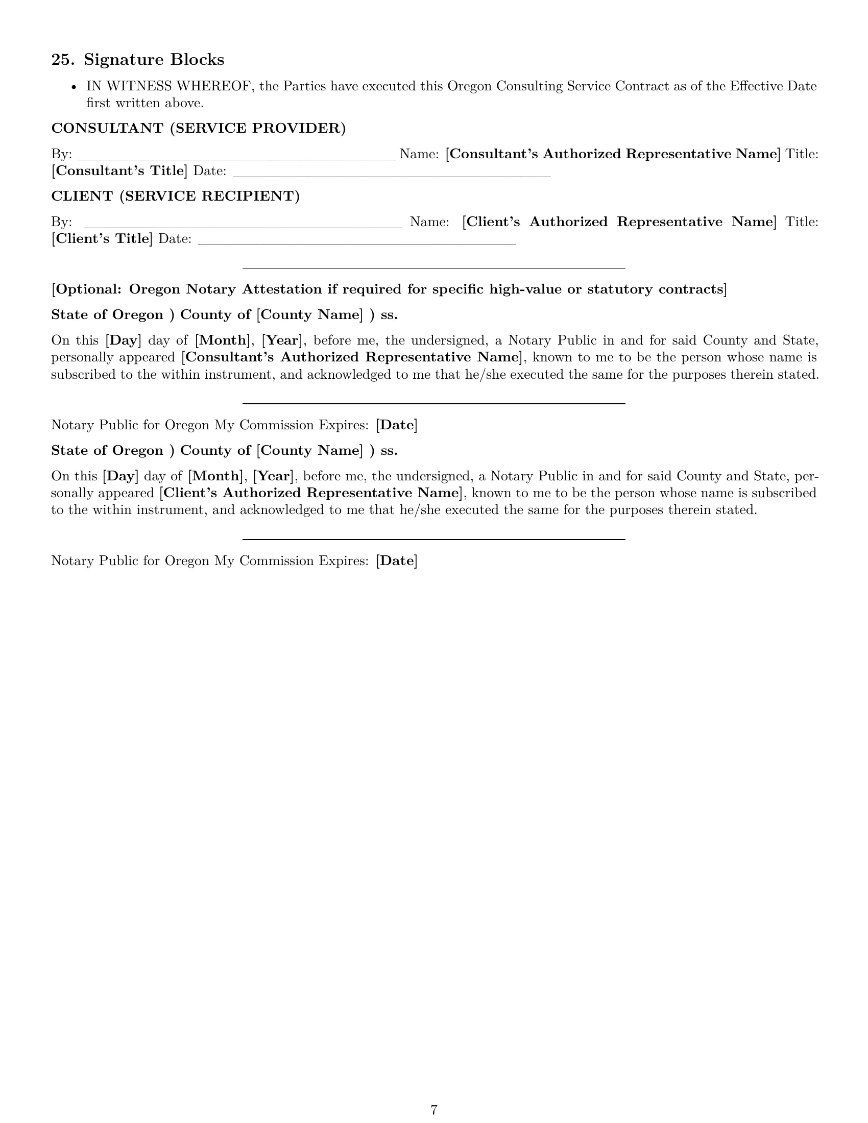 Preview page 7 of Pro Oregon consulting service contract template
