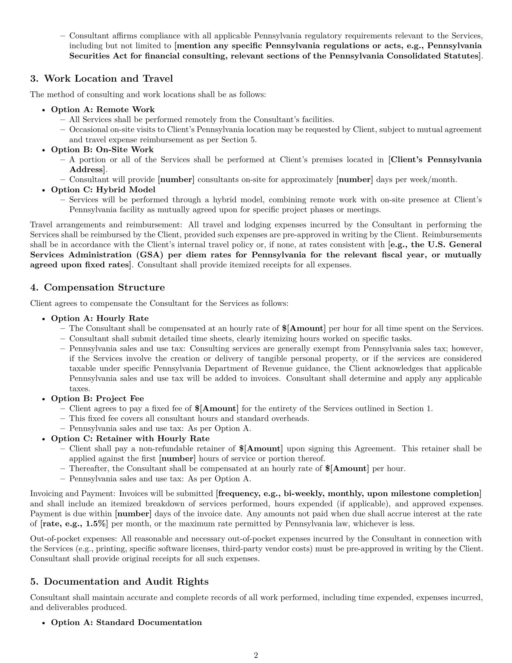 Preview page 2 of Pro Pennsylvania consulting service contract template