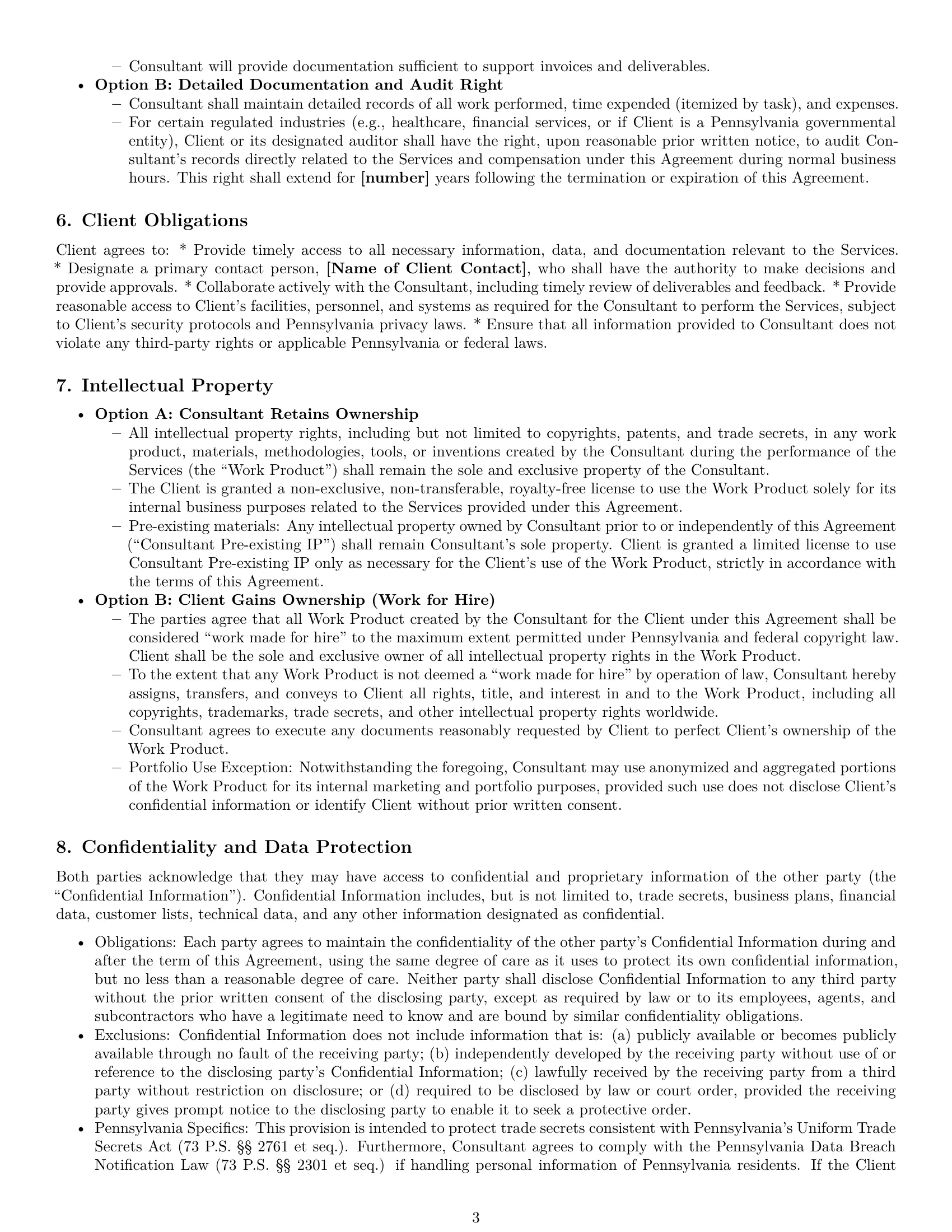 Preview page 3 of Pro Pennsylvania consulting service contract template